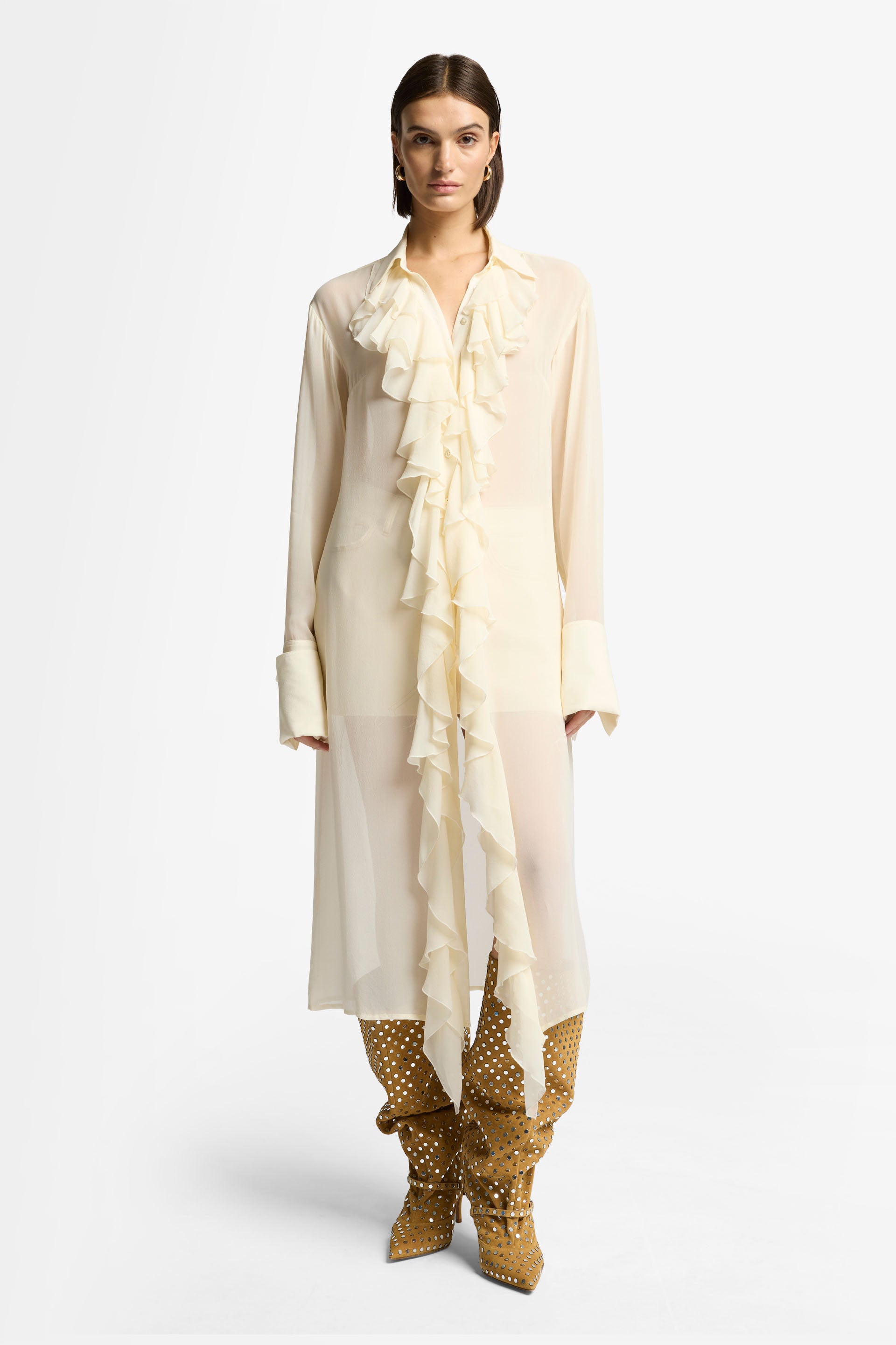 7 For All Mankind_Ruffle Dress Silk Solitary Star_7N202A71-SIY_SIY_01