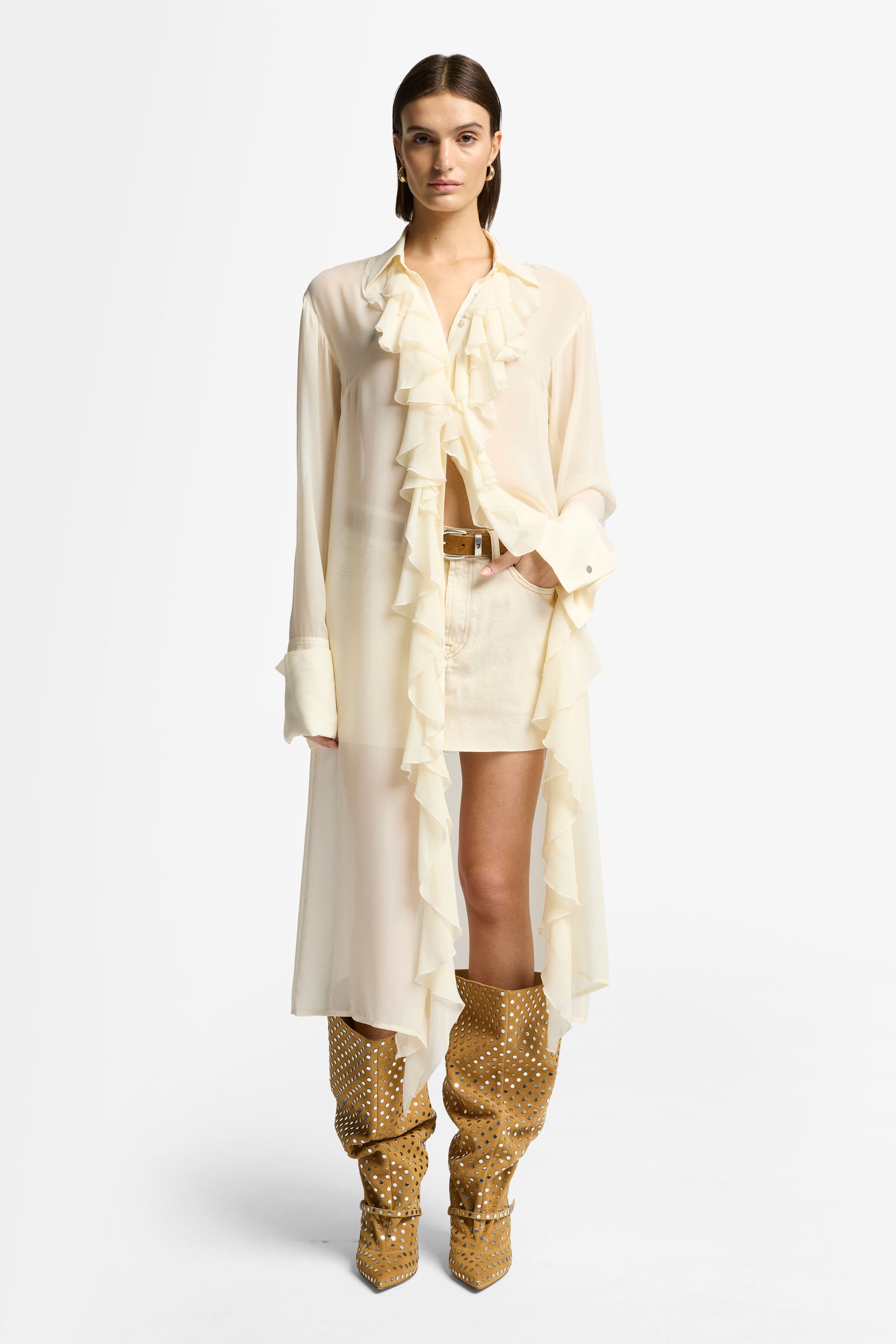 7 For All Mankind_Ruffle Dress Silk Solitary Star_7N202A71-SIY_SIY_02