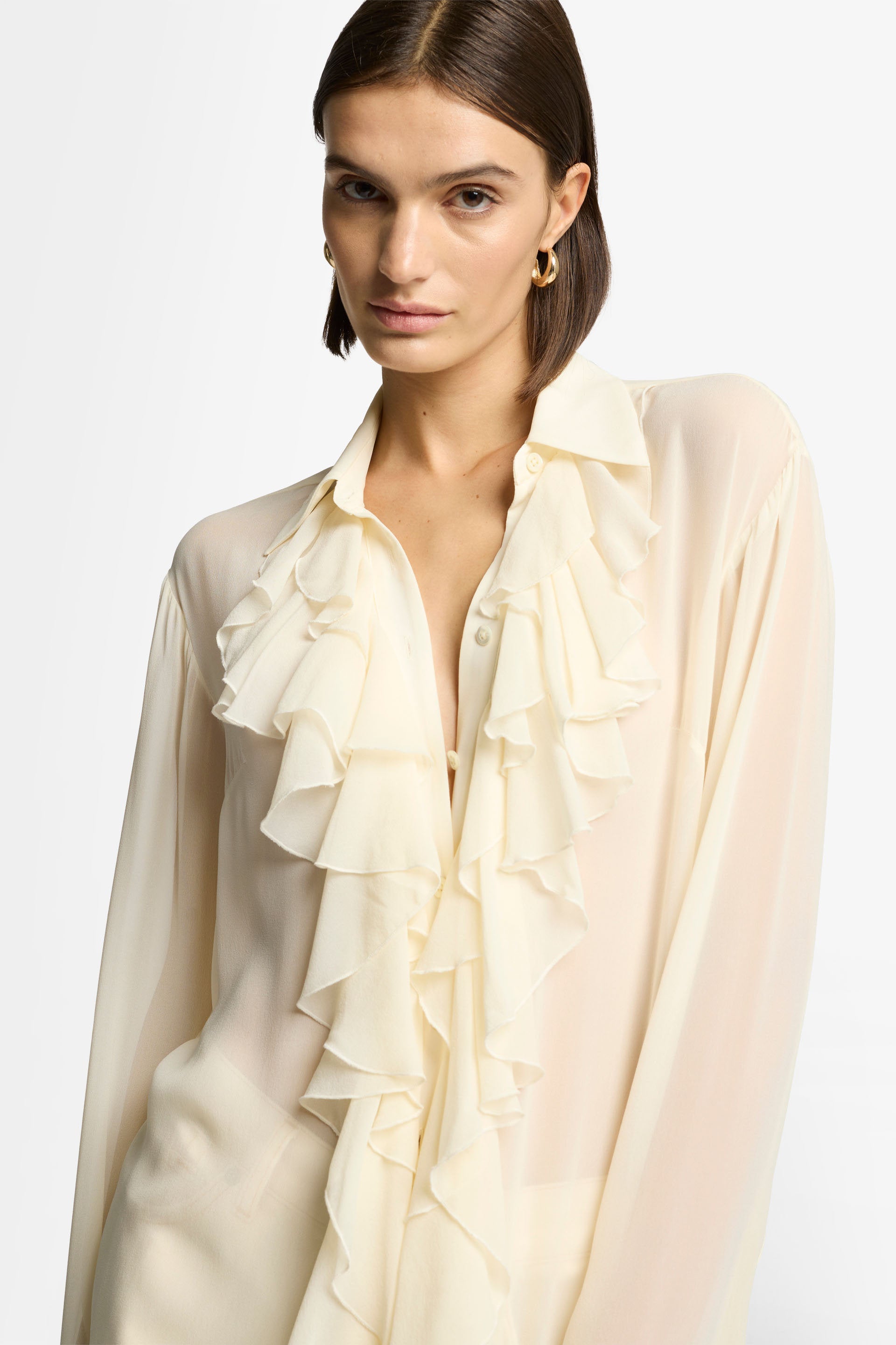 7 For All Mankind_Ruffle Dress Silk Solitary Star_7N202A71-SIY_SIY_04