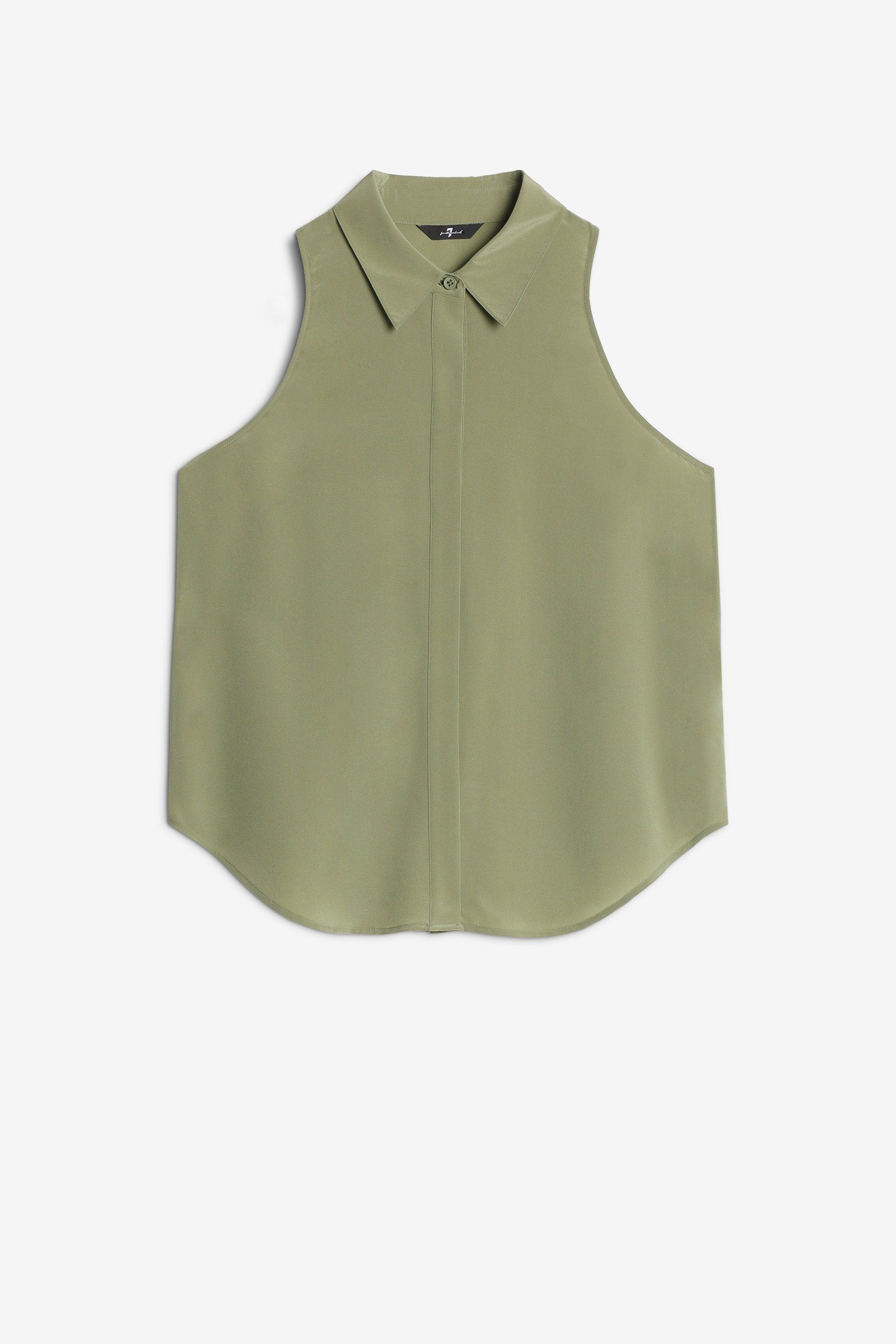 7 For All Mankind_SL Button Down Silk Army_7N501480-ARM_ARM_03