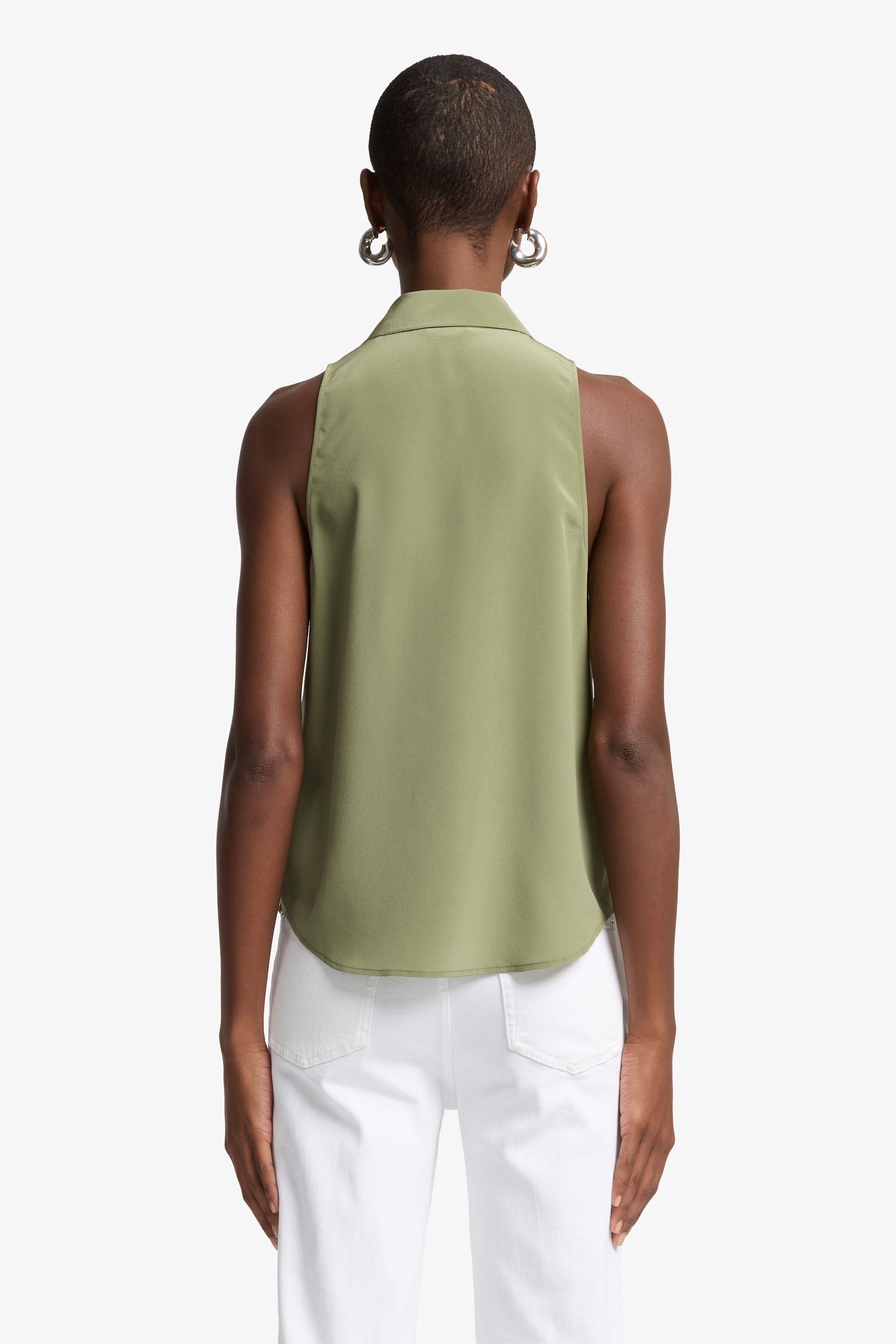 7 For All Mankind_SL Button Down Silk Army_7N501480-ARM_ARM_05