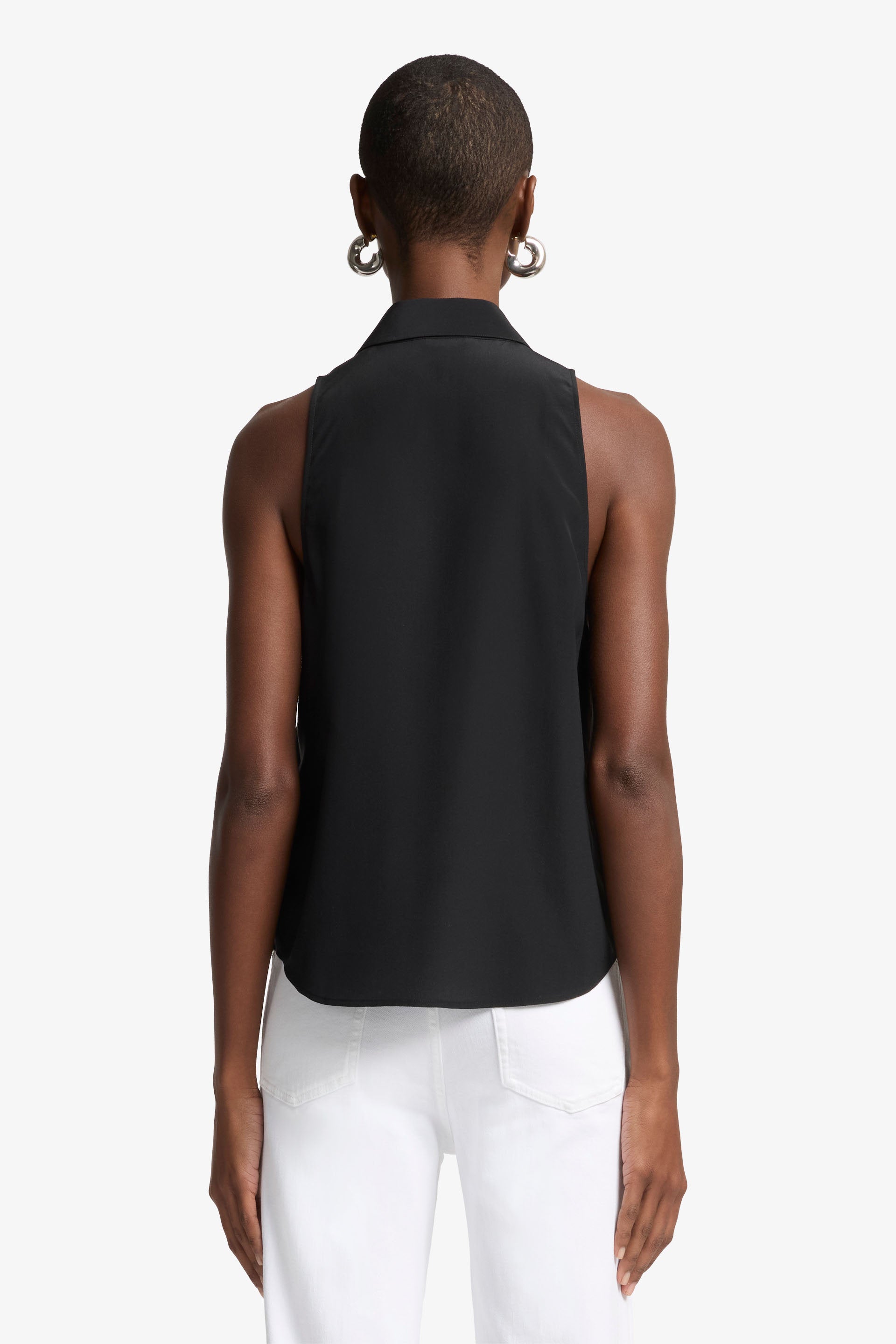 7 For All Mankind_SL Button Down Silk Black_7N501480-BLK_BLK_05