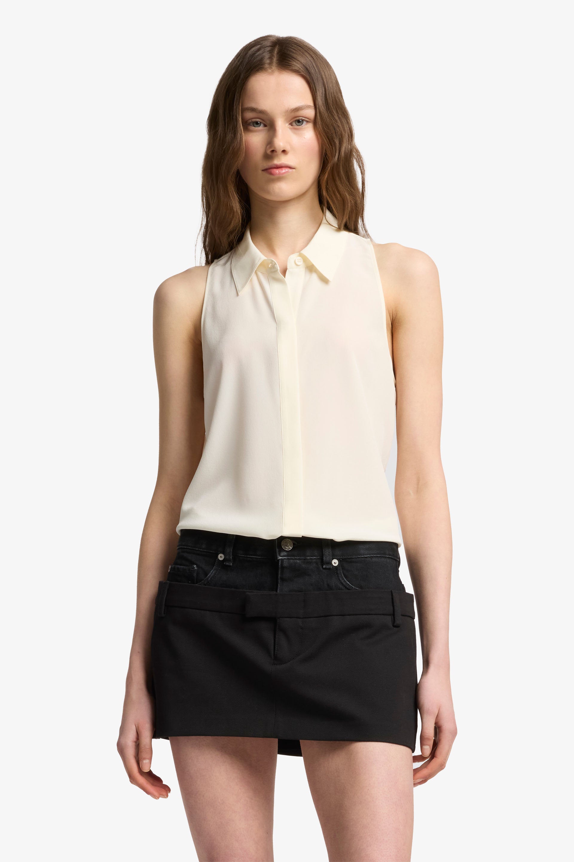 7 For All Mankind_SL Button Down Silk Ivory_7N501480-IVO_IVO_01