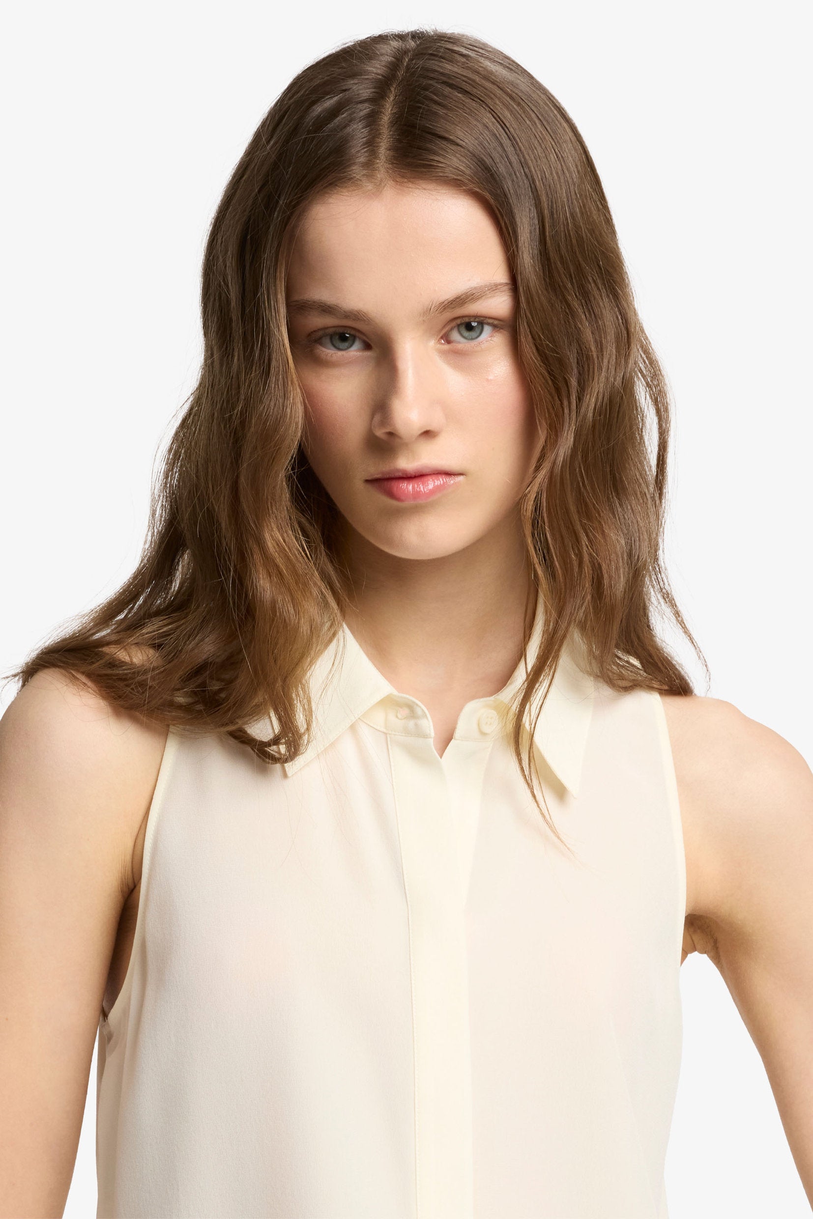 7 For All Mankind_SL Button Down Silk Ivory_7N501480-IVO_IVO_04