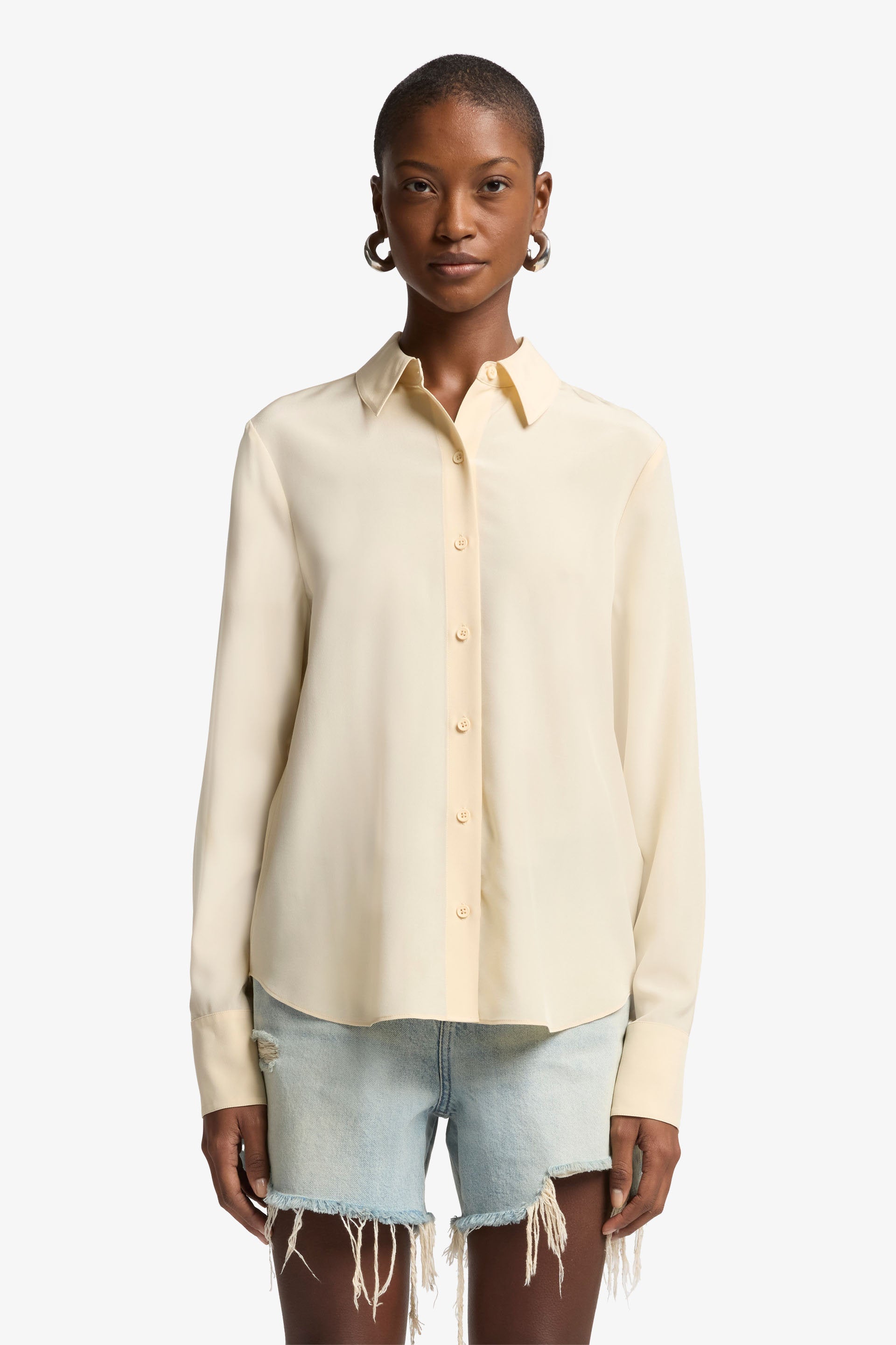 7 For All Mankind_LS Slim Fit Blouse Silk Sand_7N589480-SAN_SAN_01