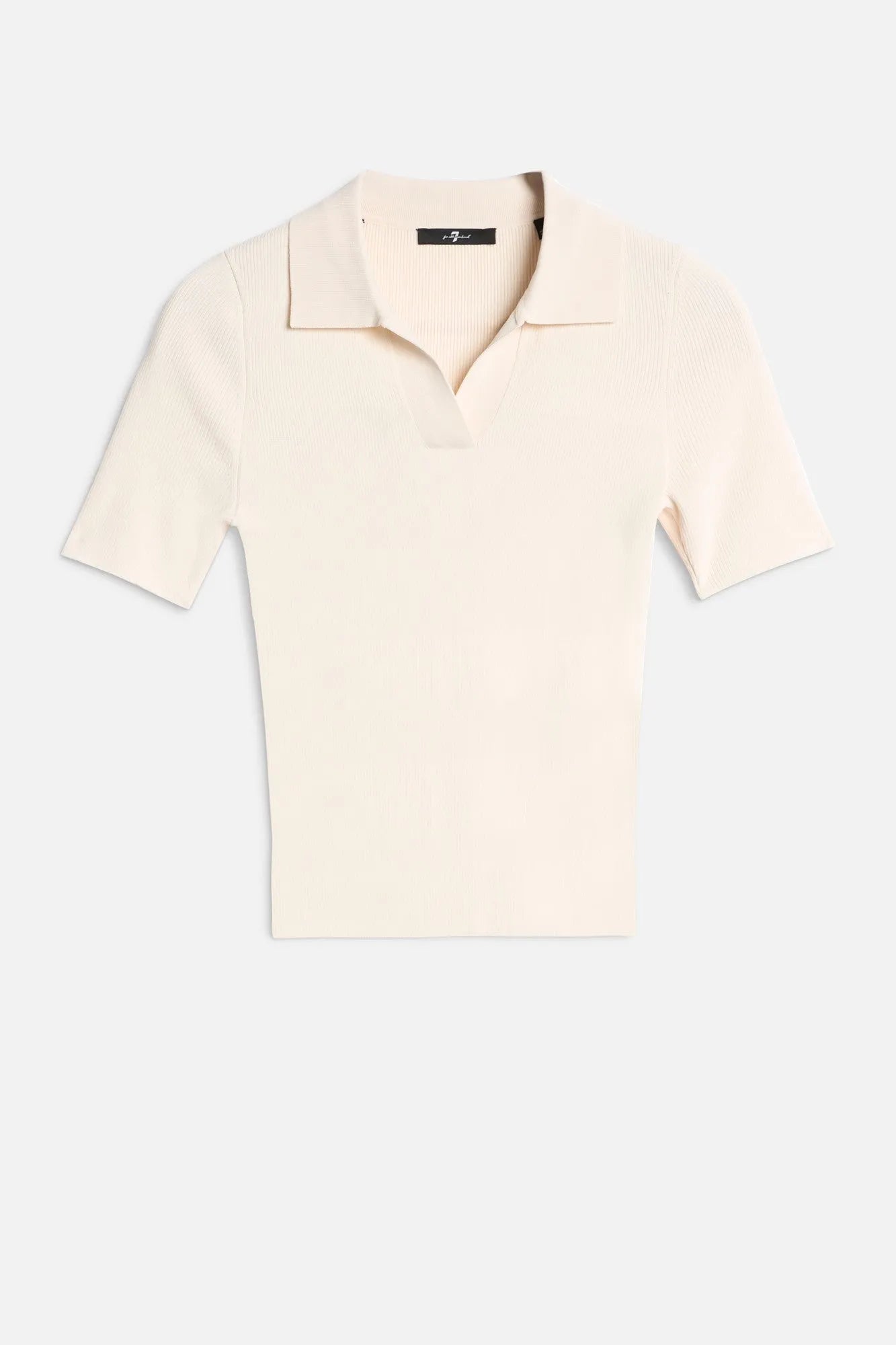 7 For All Mankind Glaze Women Short Sleeve Polo Sweater SKU: 7N9F0G70_3G2 Image 01