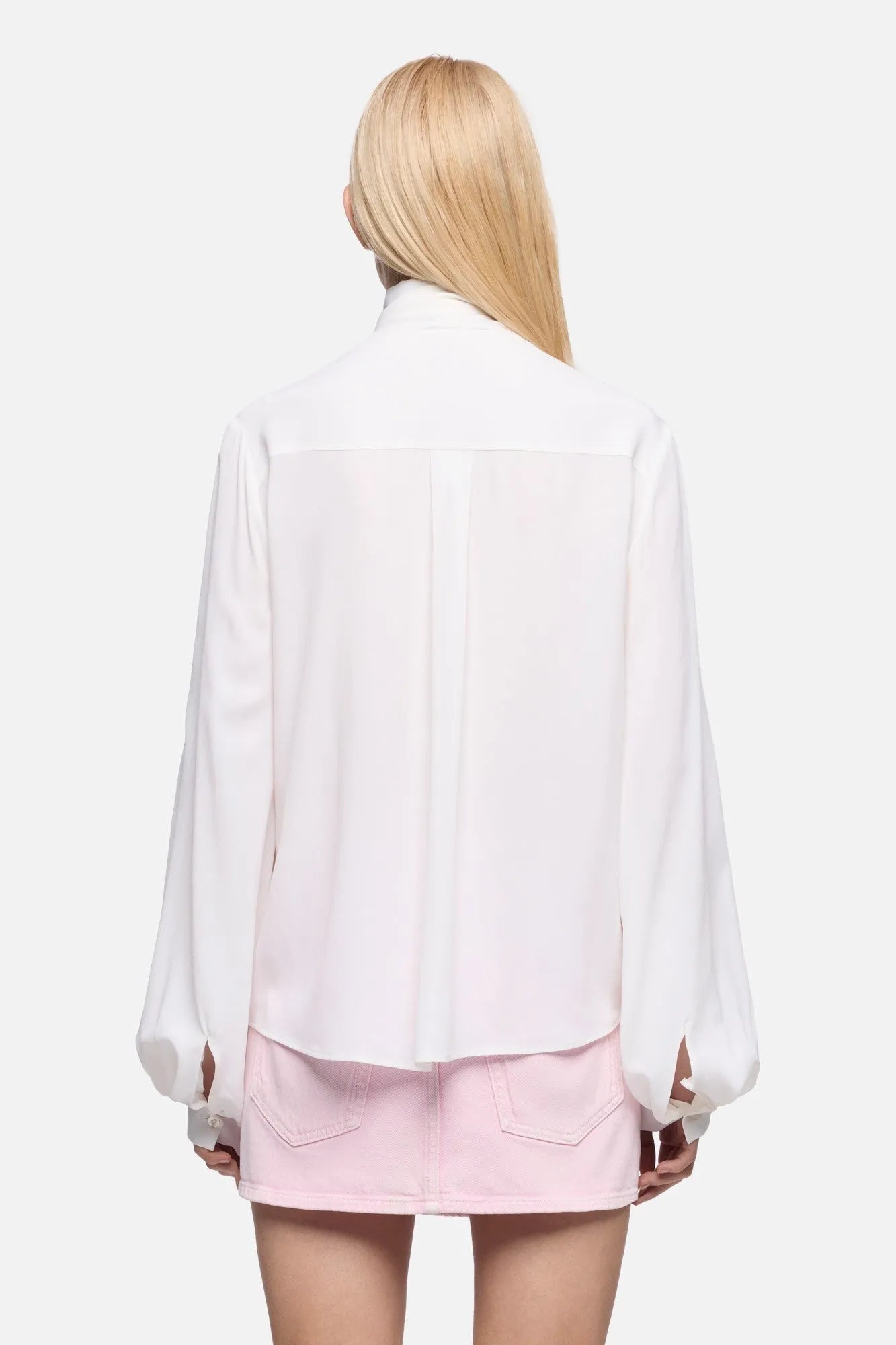 7 For All Mankind Optical White Women Balloon Sleeve Blouse in Silk SKU: 7N9H0G79_3HB Image 05