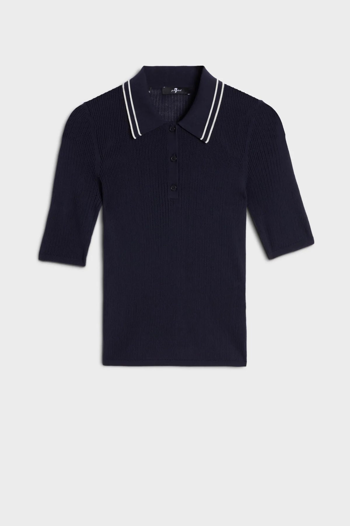 7 For All Mankind Navy Women Piped Collar Polo SKU: 7NAX0H03_25O Image 06