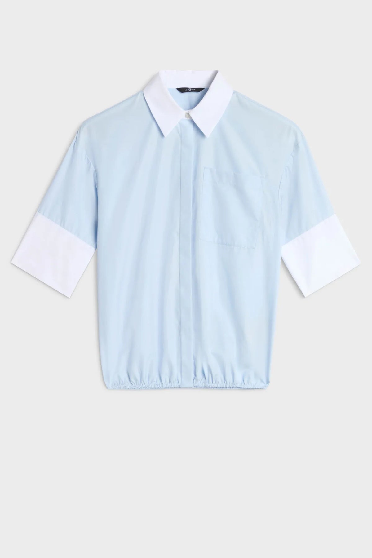 7 For All Mankind Light Blue Women Short Sleeve Shirt in Poplin SKU: 7NBC0G75_1I3 Image 06