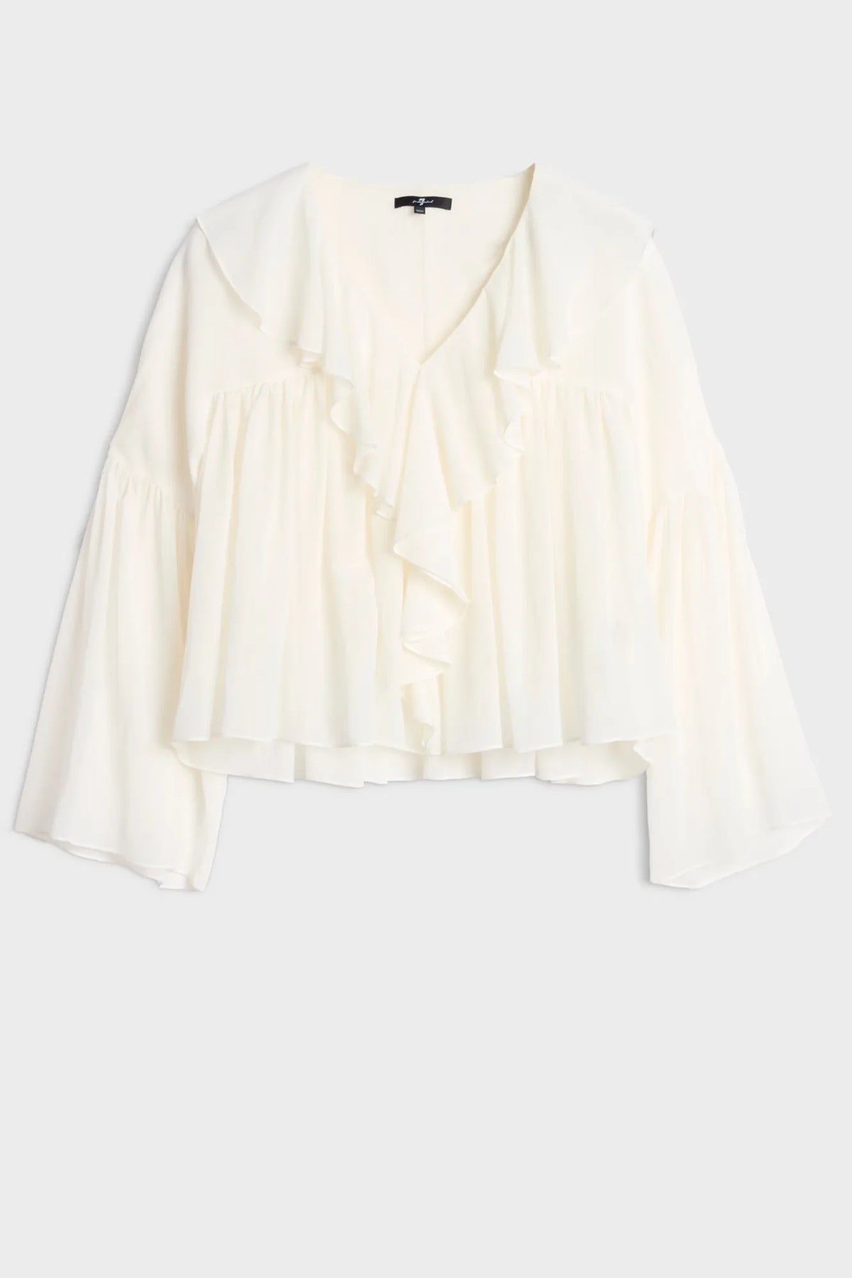 7 For All Mankind Ivory Women Flowy Long Sleeve Blouse in Silk Blend SKU: 7NBJ0H01_1RB Image 06