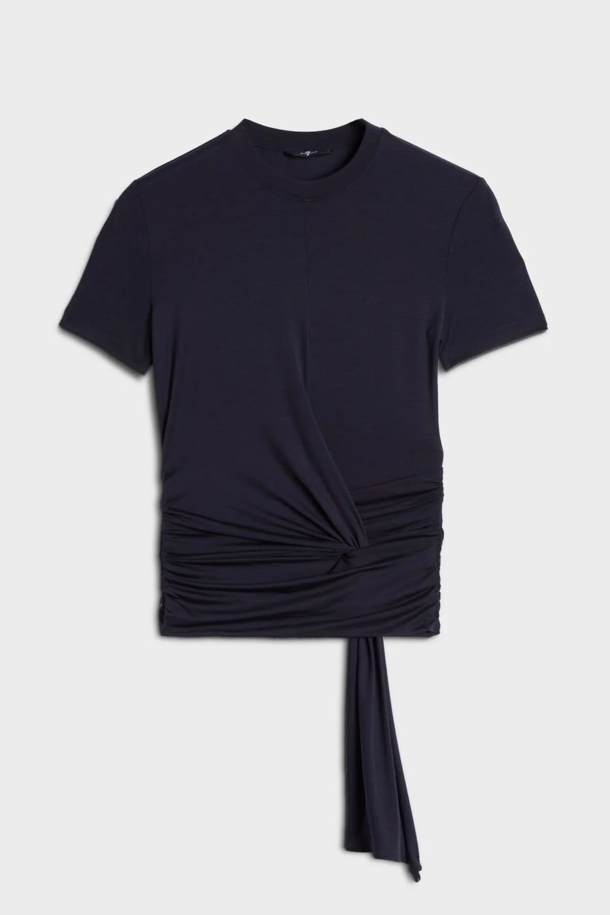 7 For All Mankind Dark Blue Women Fitted Twist Tee in Lyocell SKU: 7NBN0G63_27J Image 06