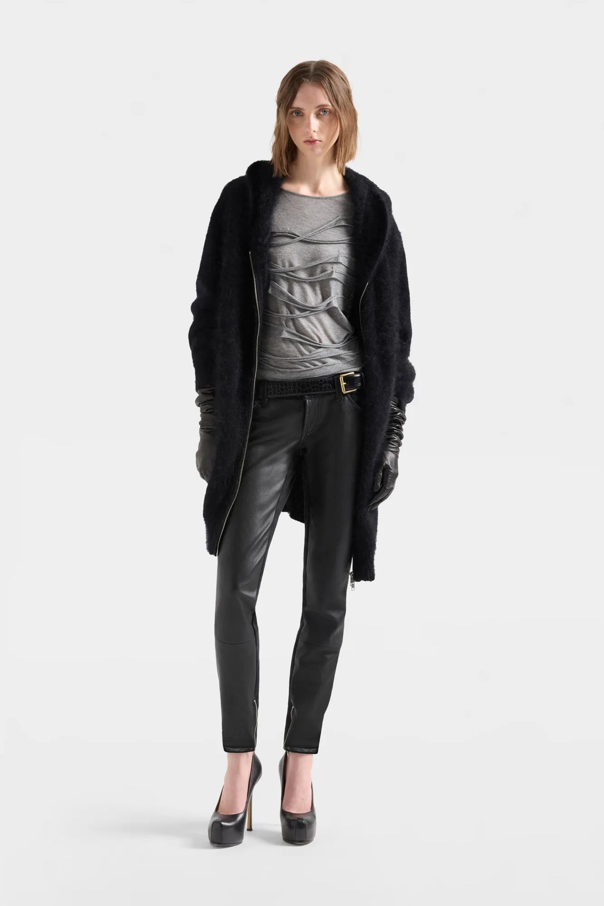 7 For All Mankind Sable Women Fuzzy Zip Hoodie in Alpaca Blend SKU: 7NFW0H75_3XU Image 01