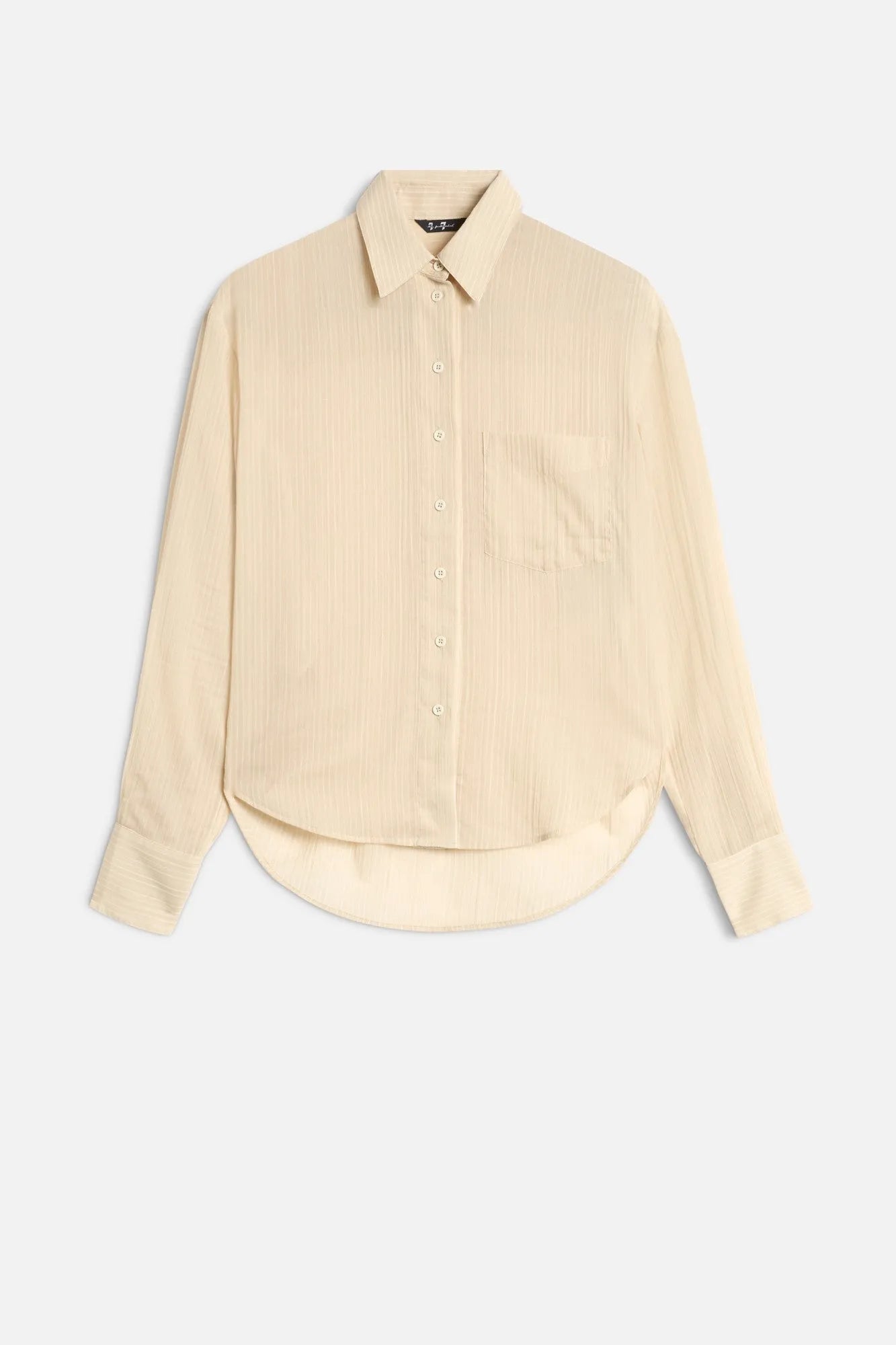7 For All Mankind Beige Strips Women Oversize Button Down in Cotton Voile SKU: 7NO30F09_27T Image 01