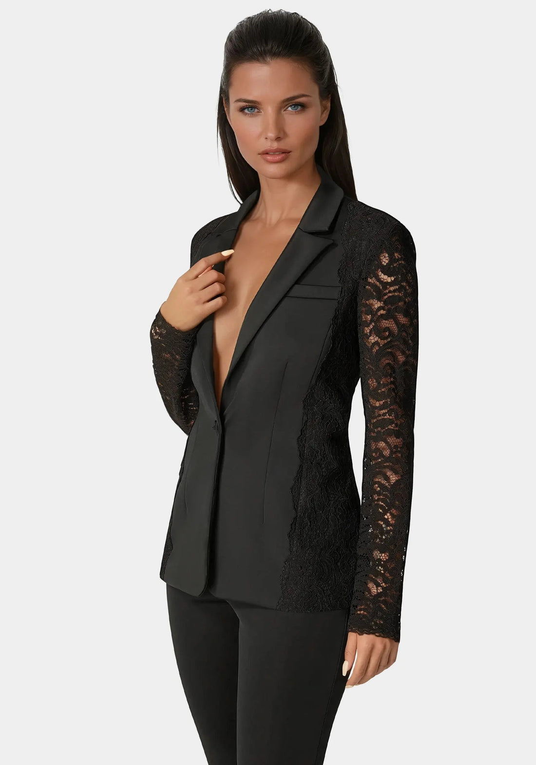 Bebe_Scuba Tailored Lace Blazer_7SKJ0201BE_BLACK_02