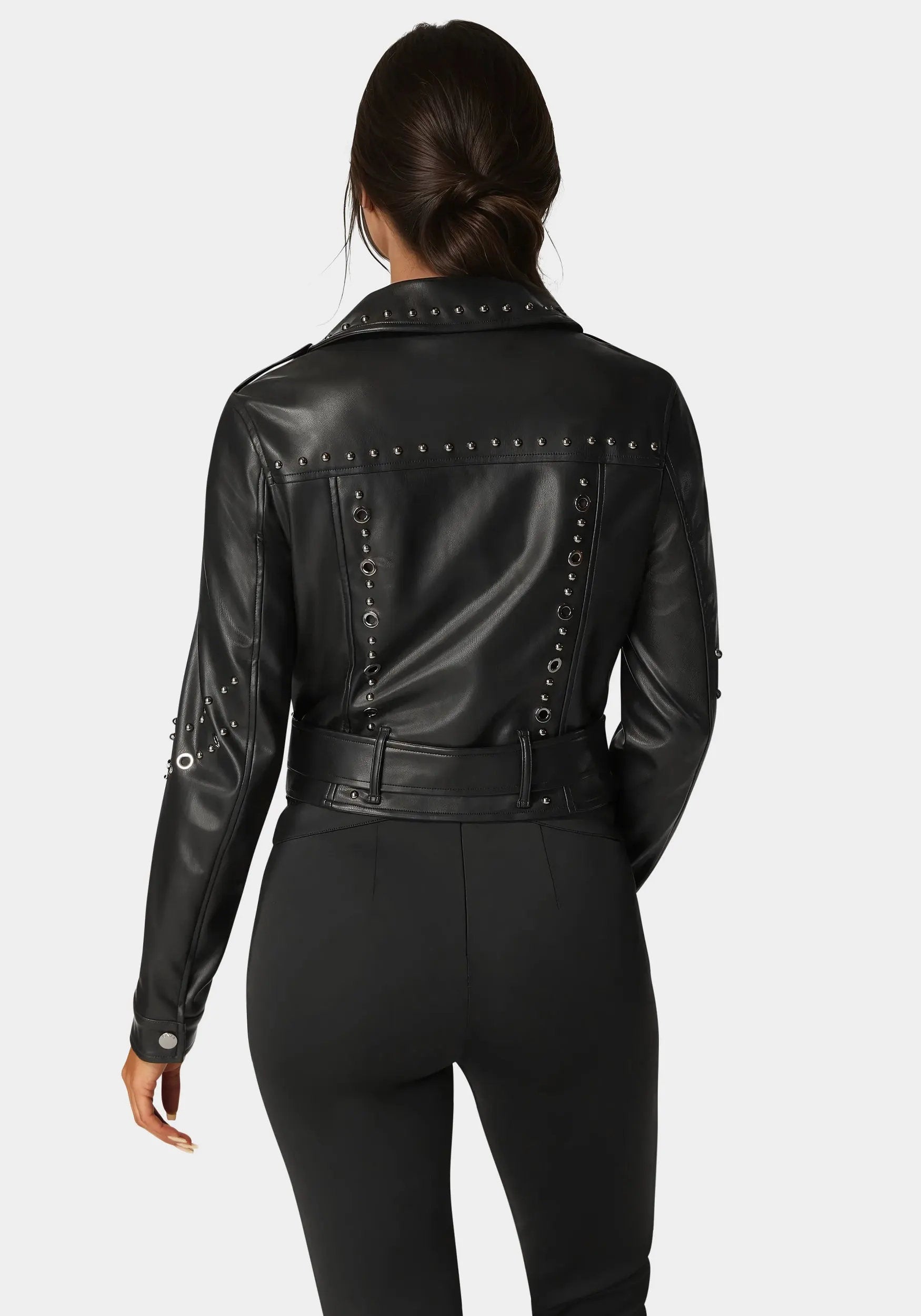 Bebe_Studded Vegan Leather Moto Jacket_7SKJ0207BE_BLACK_03