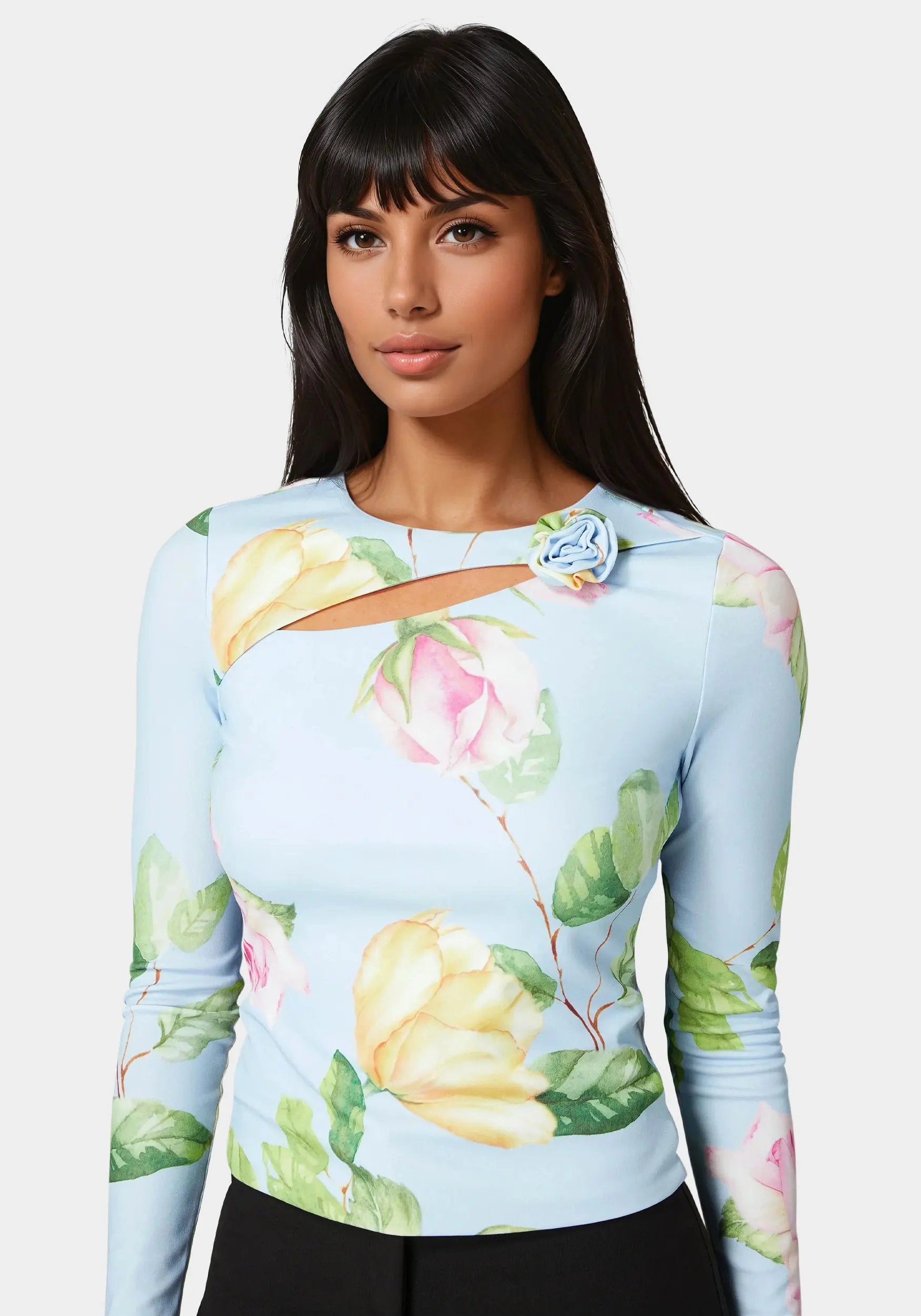 Bebe_Cut Out Flower Long Sleeve Top_7SKL0222BE_CLEAR SKY FLORAL PRINT_04