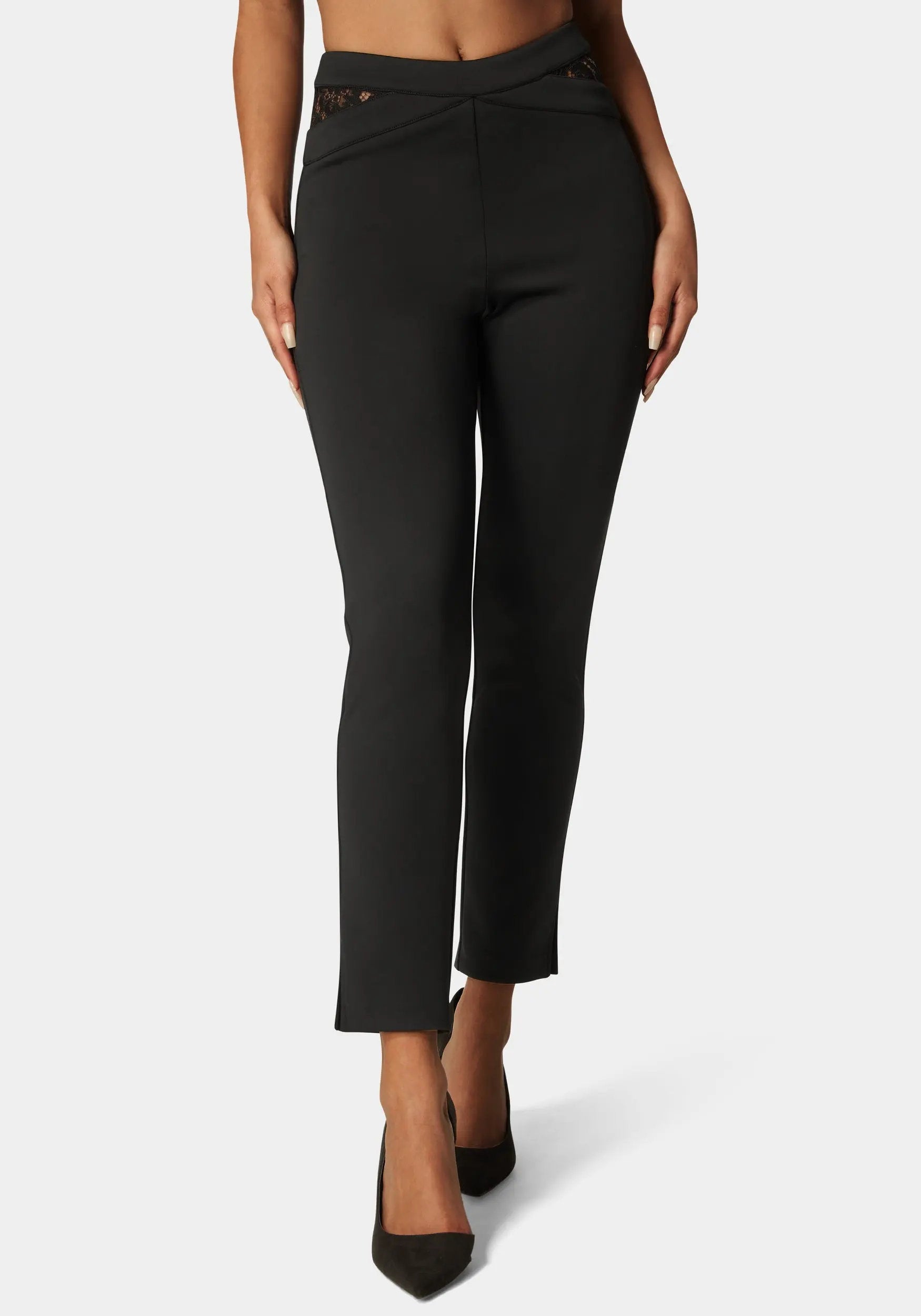 Bebe_Scuba High Waist Slim Leg Pant_7SKP0338BE_BLACK_01