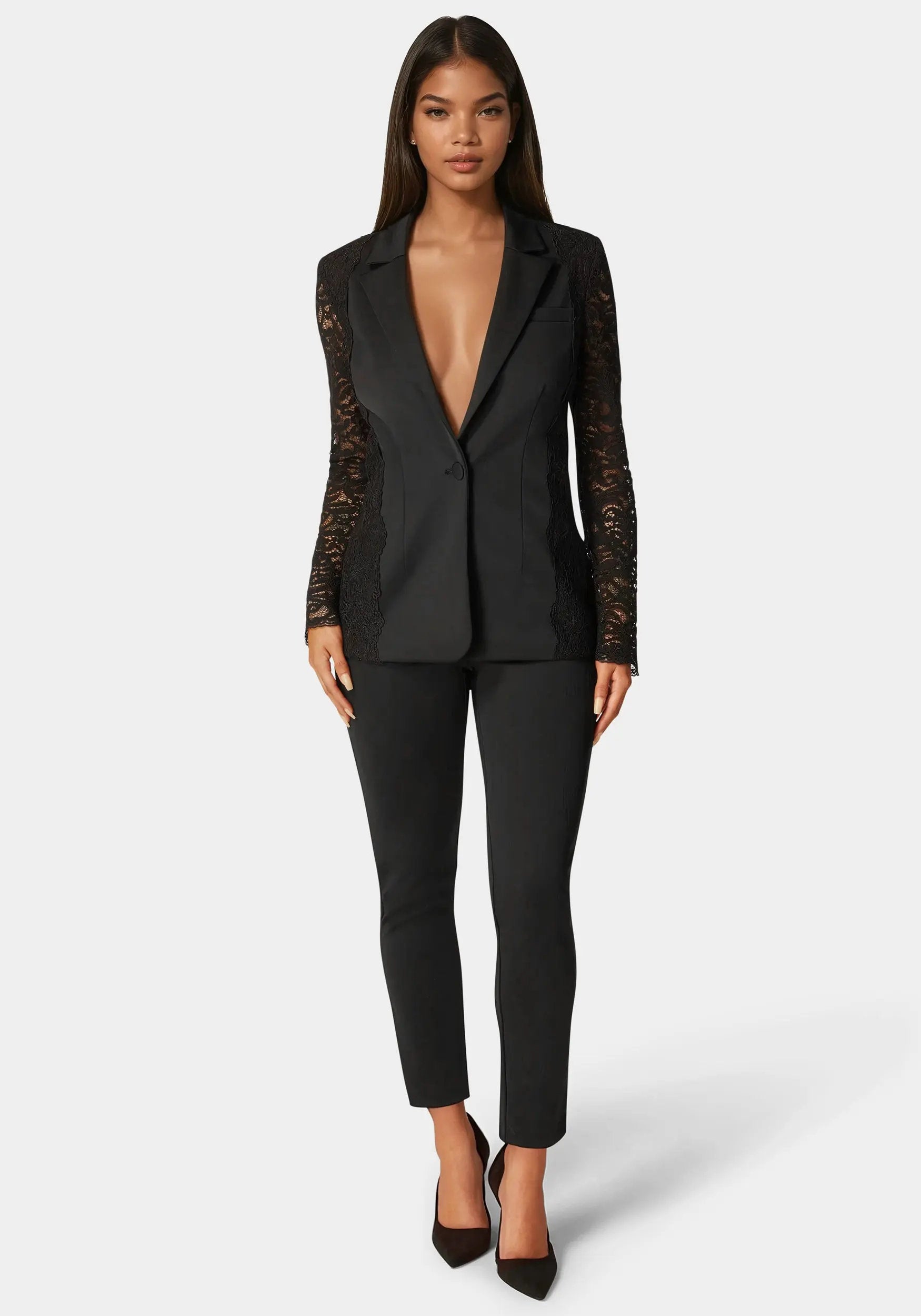 Bebe_Scuba High Waist Slim Leg Pant_7SKP0338BE_BLACK_02