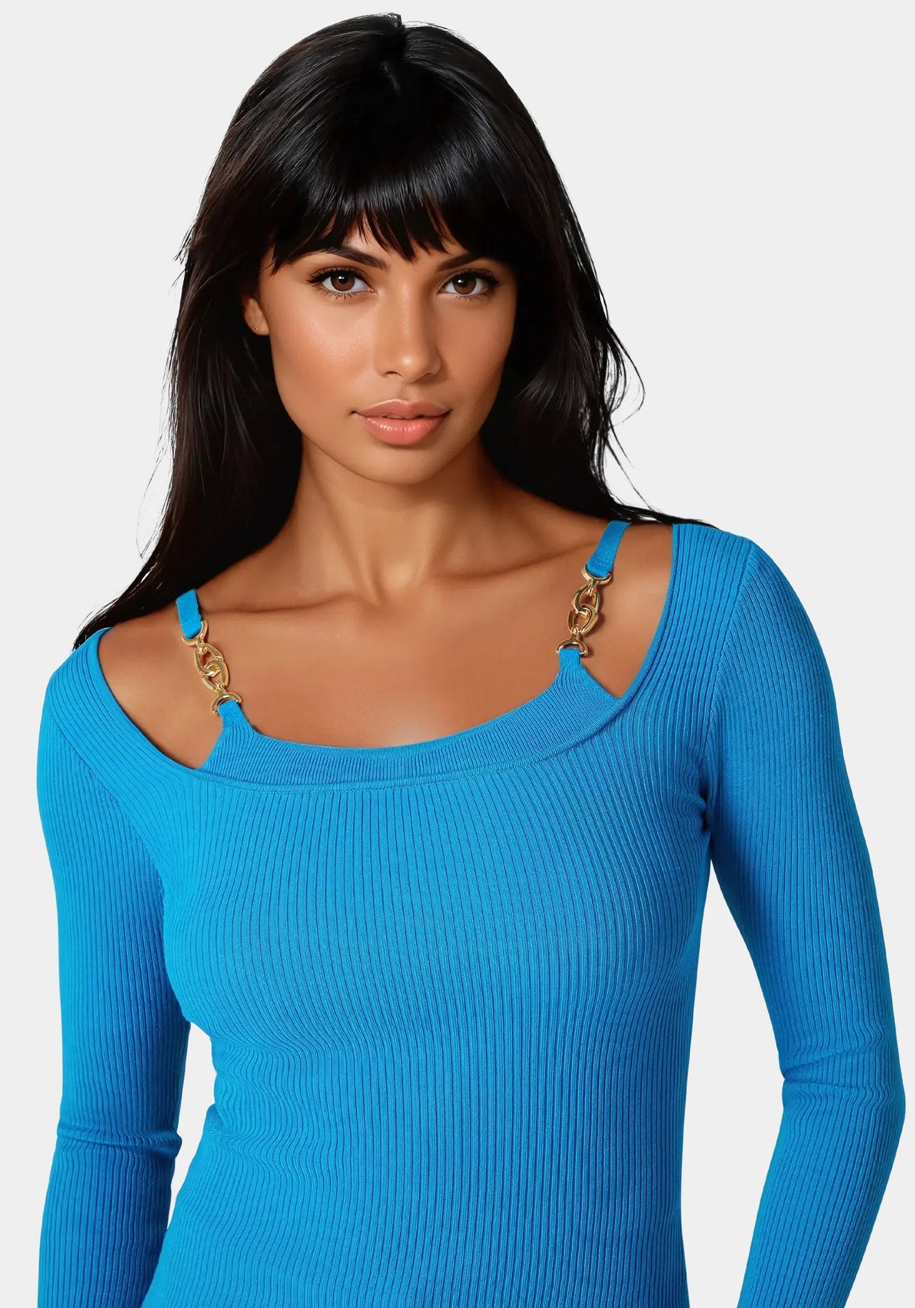 Bebe_Strap Detail Sweater Top_7SKW0260BE_HAWAIIAN SURF_04