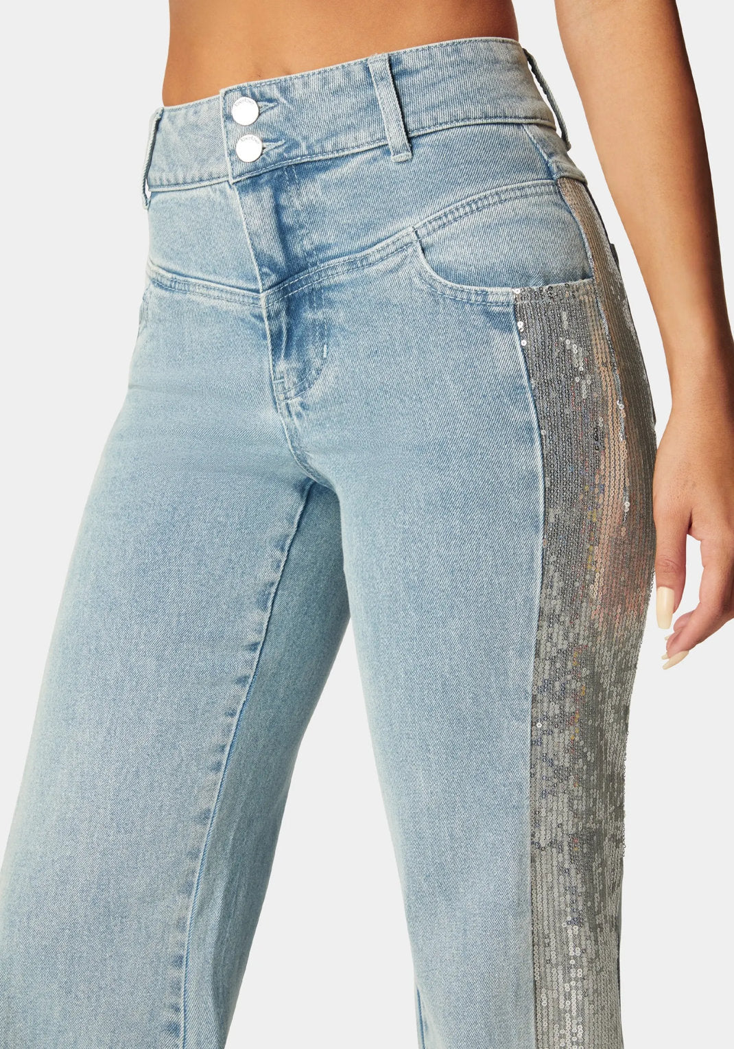Bebe_High Waist Sequin Wide Leg Jeans_7SWD0181BE_MEDIUM BLUE WASH_04