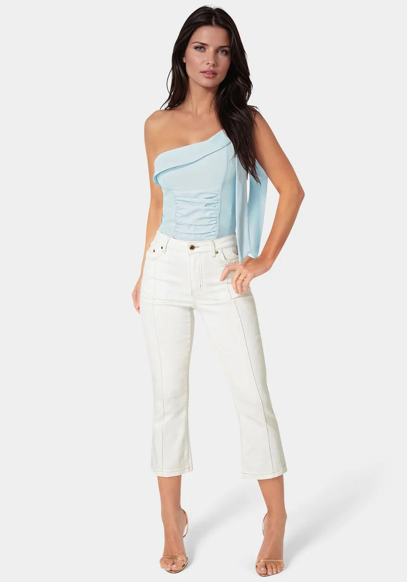 Bebe Women Natural Waist Ankle Lenght Boot Cut Jeans SKU: 7SWD0207BE_Soft White Wash Image 02