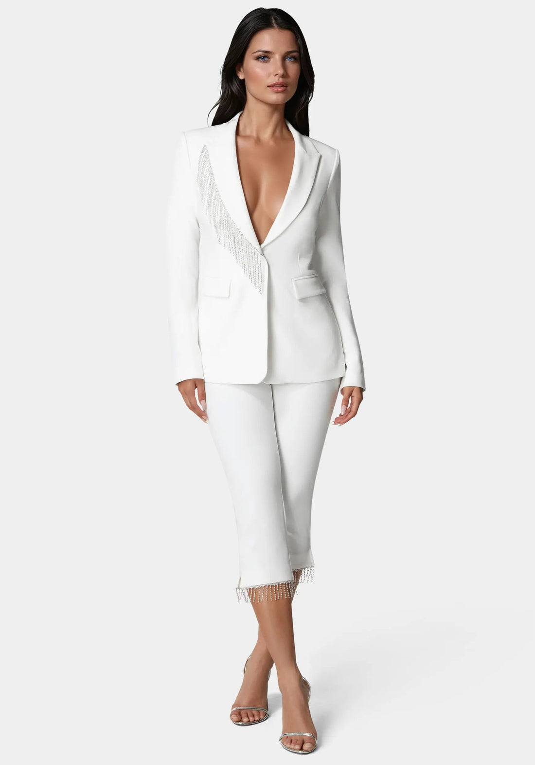 Bebe_Rhinestone Fringe Tailored Blazer_7SWJ0204BE_WHITE ALYSSUM_01