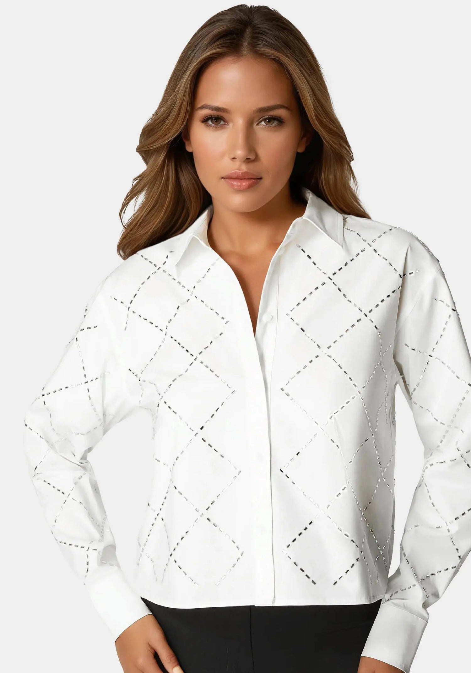 Bebe_Rhinestone Long Sleeve Blouse_7SWL0221BE_WHITE ALYSSUM_04