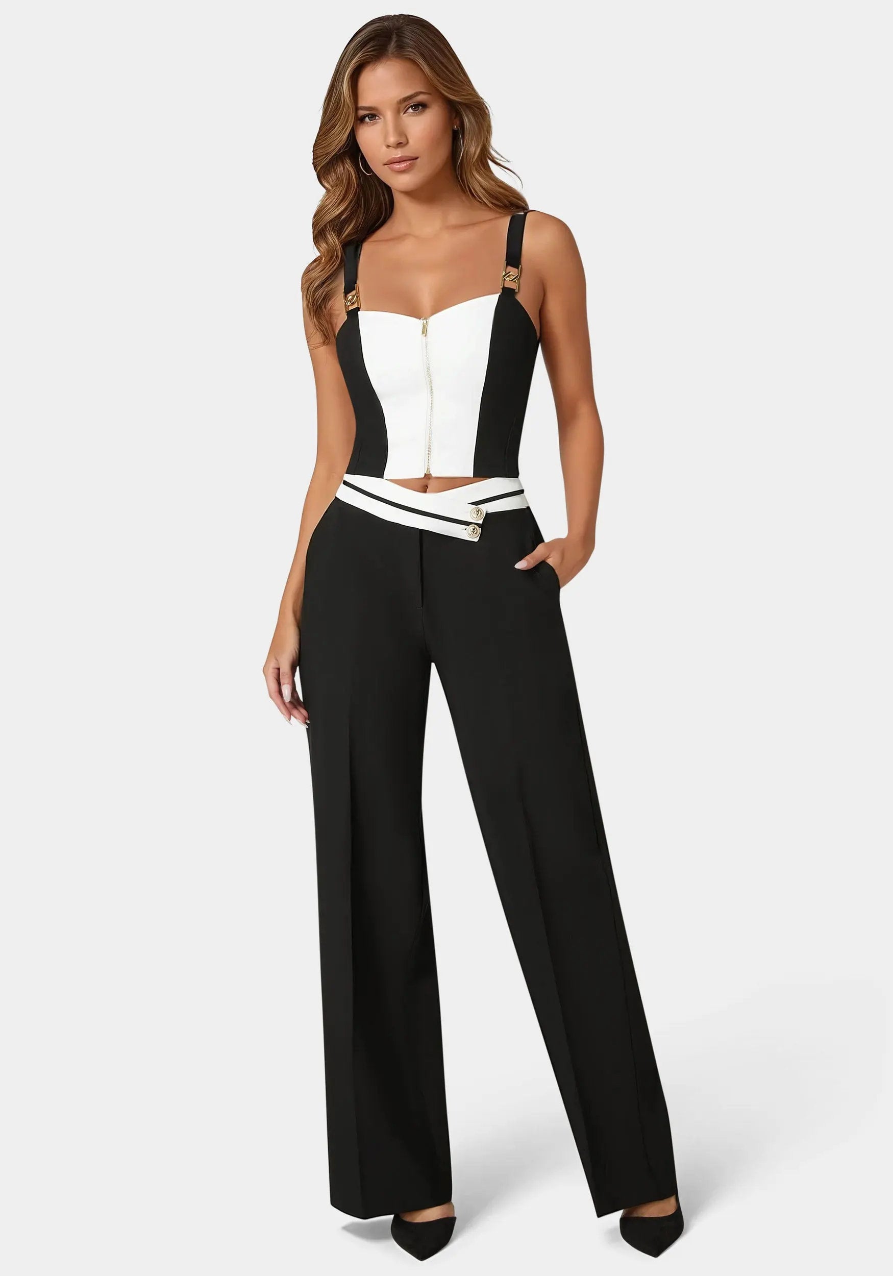 Bebe_High Waist Palazzo Leg Pant_7SWP0341BE_BLACK - WHITE ALYSSUM_02