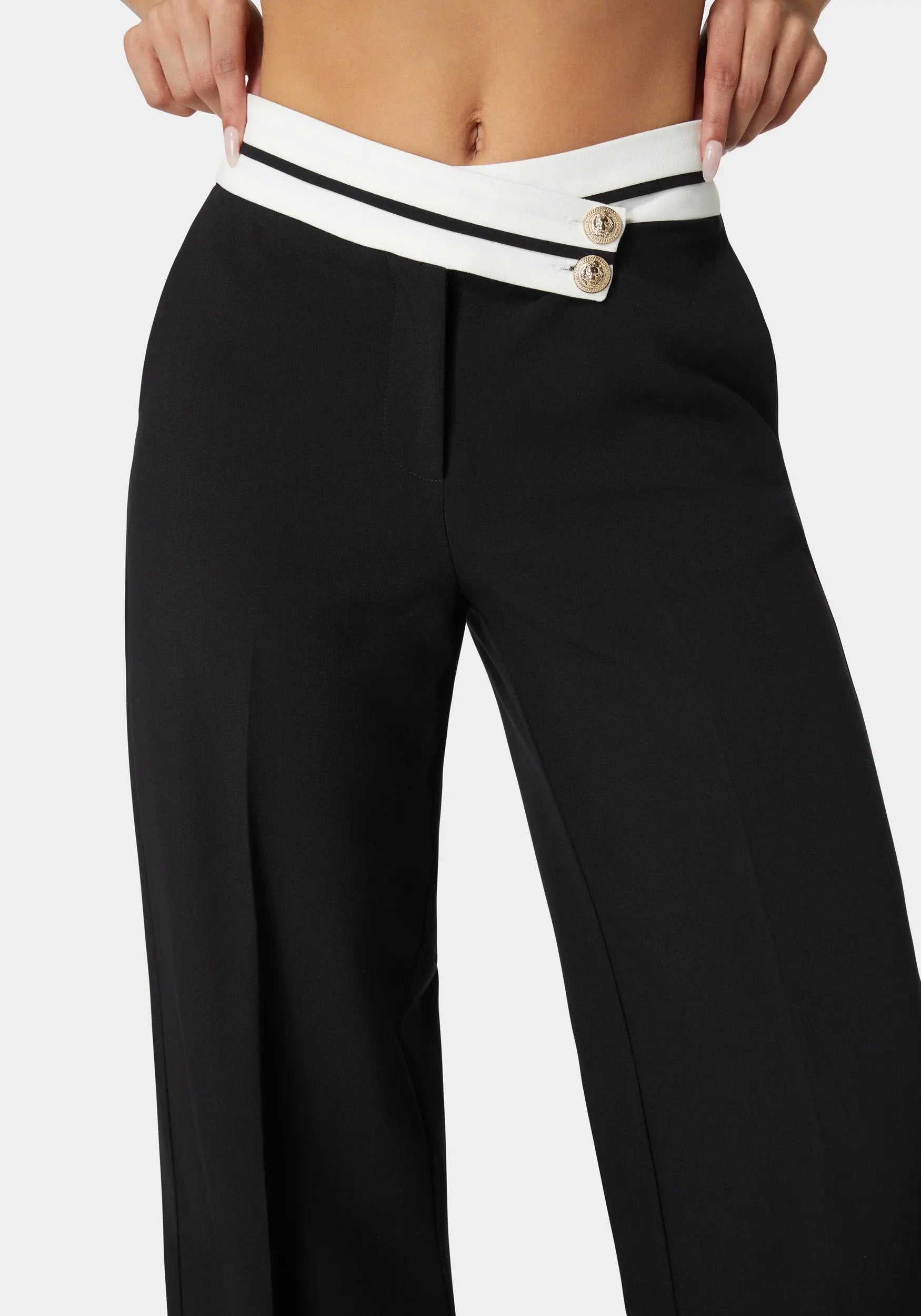 Bebe_High Waist Palazzo Leg Pant_7SWP0341BE_BLACK - WHITE ALYSSUM_04
