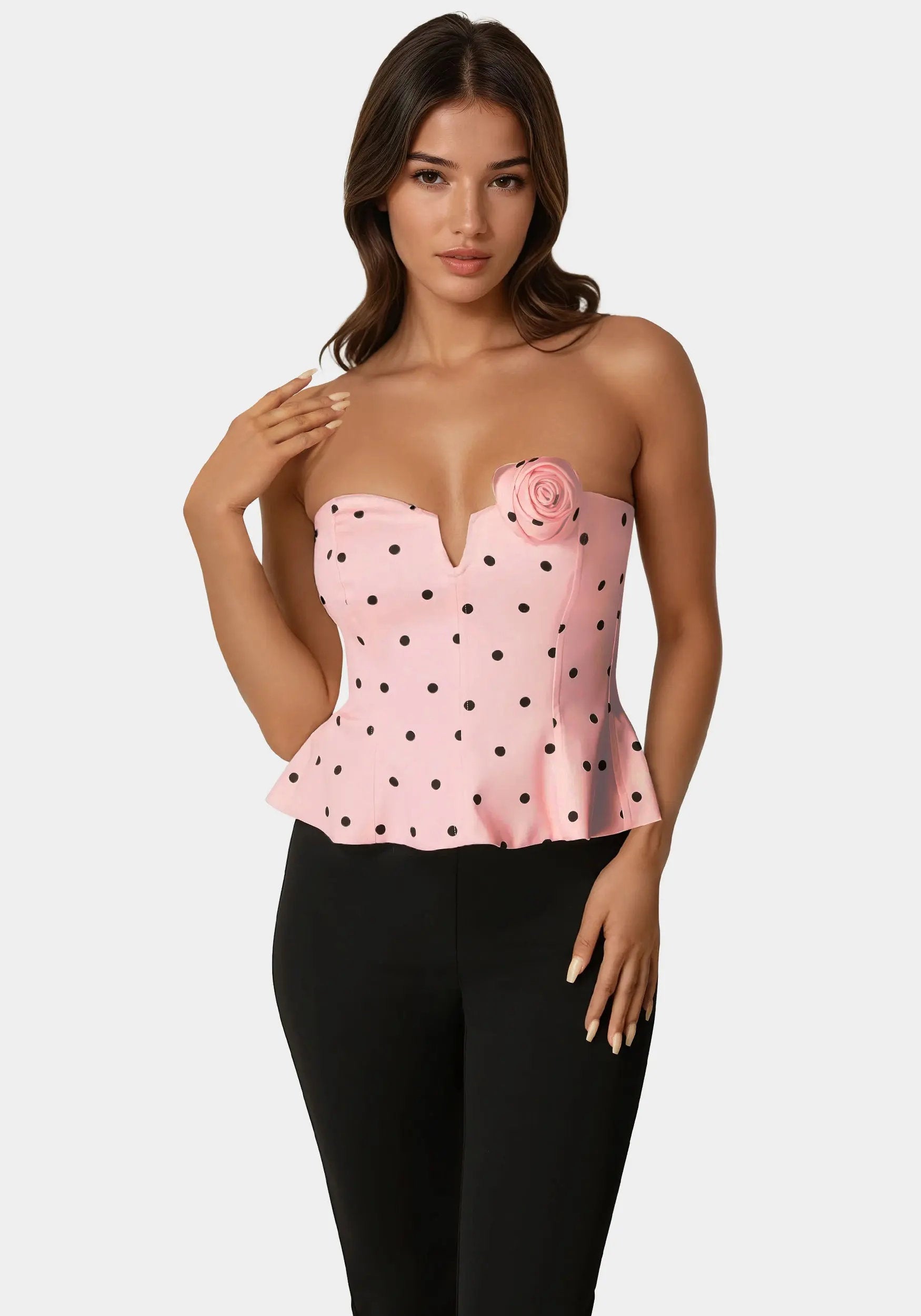 Bebe_Rosette Satin Corset_7SWT0384BE_MARYS ROSE DOT PRINT_01