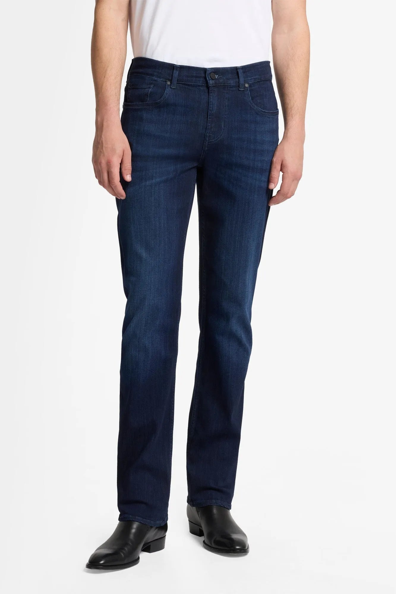 7 For All Mankind Mid Blue Men Standard in Luxe Performance SKU: 7T519A23_LPD Image 03