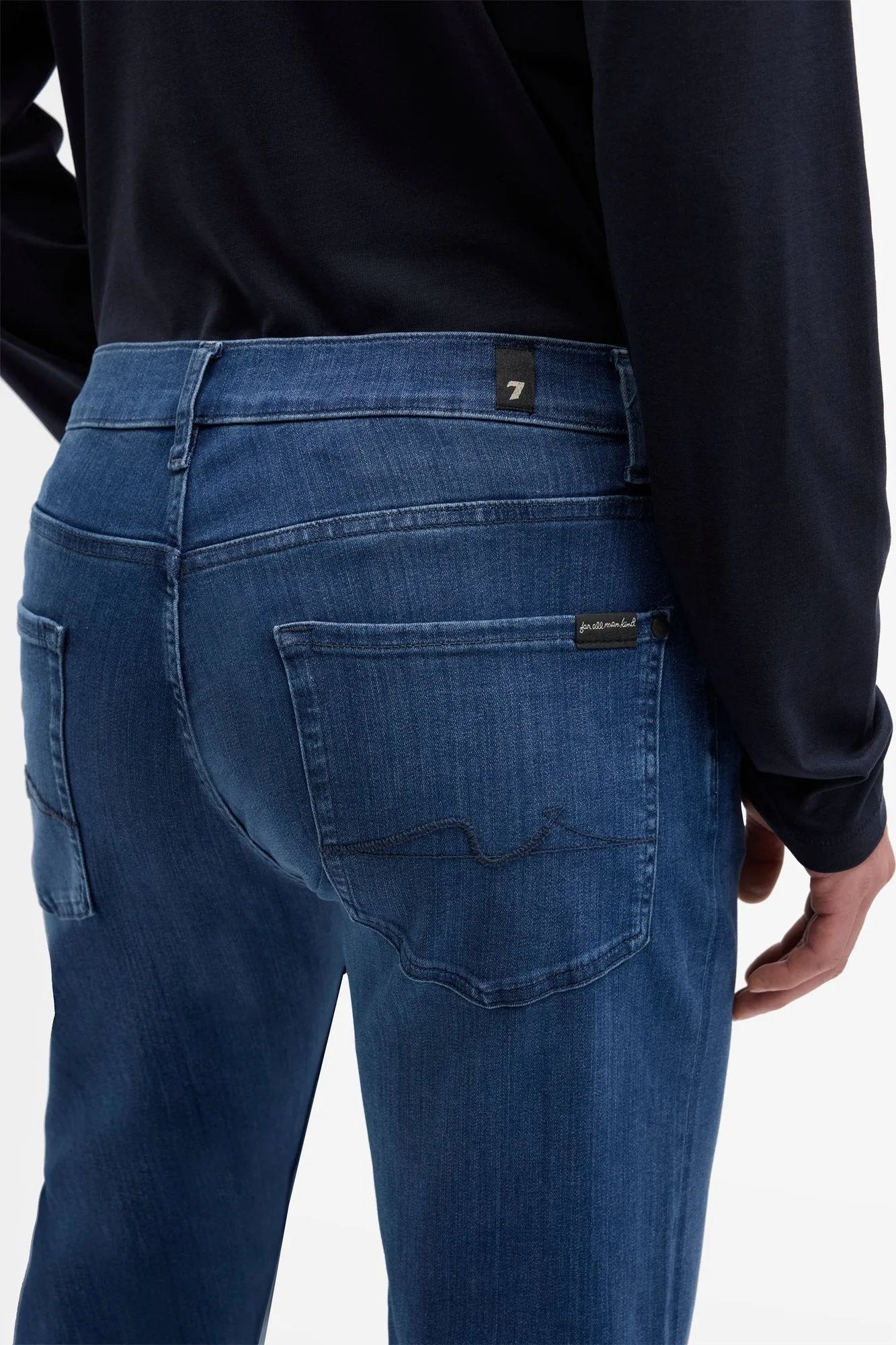 7 For All Mankind Mid Blue Men Standard in Luxe Performance SKU: 7T519A23_MID Image 04