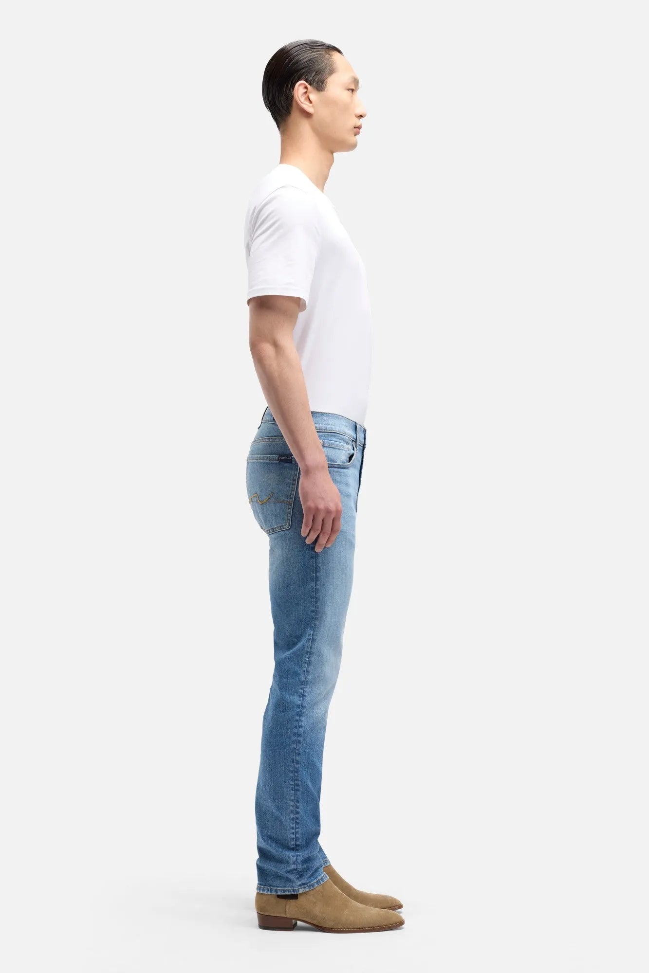 7 For All Mankind Light Blue Men Slimmy in Luxe Performance SKU: 7TC40C12_1VV Image 06