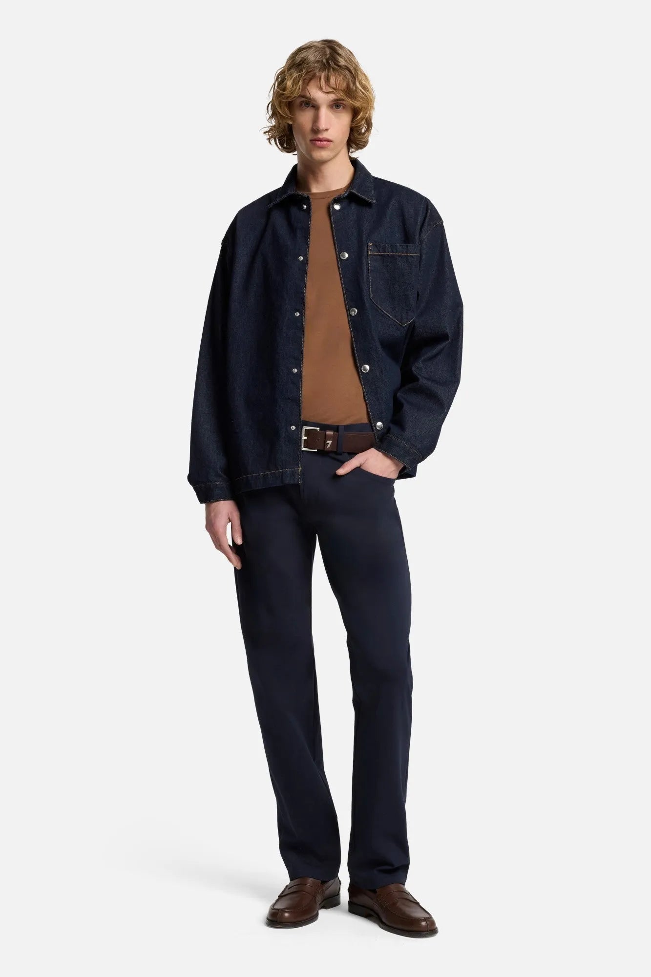 7 For All Mankind Navy Men The Straight in Luxe Performance Knit SKU: 7TE70E23_1LT Image 02