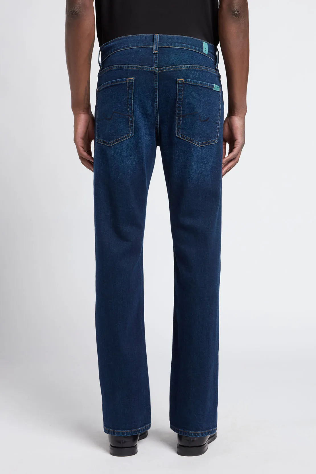 7 For All Mankind Navy Blue Men Straight-Leg Stretch Jeans SKU: 7TE70F25_3M4 Image 02