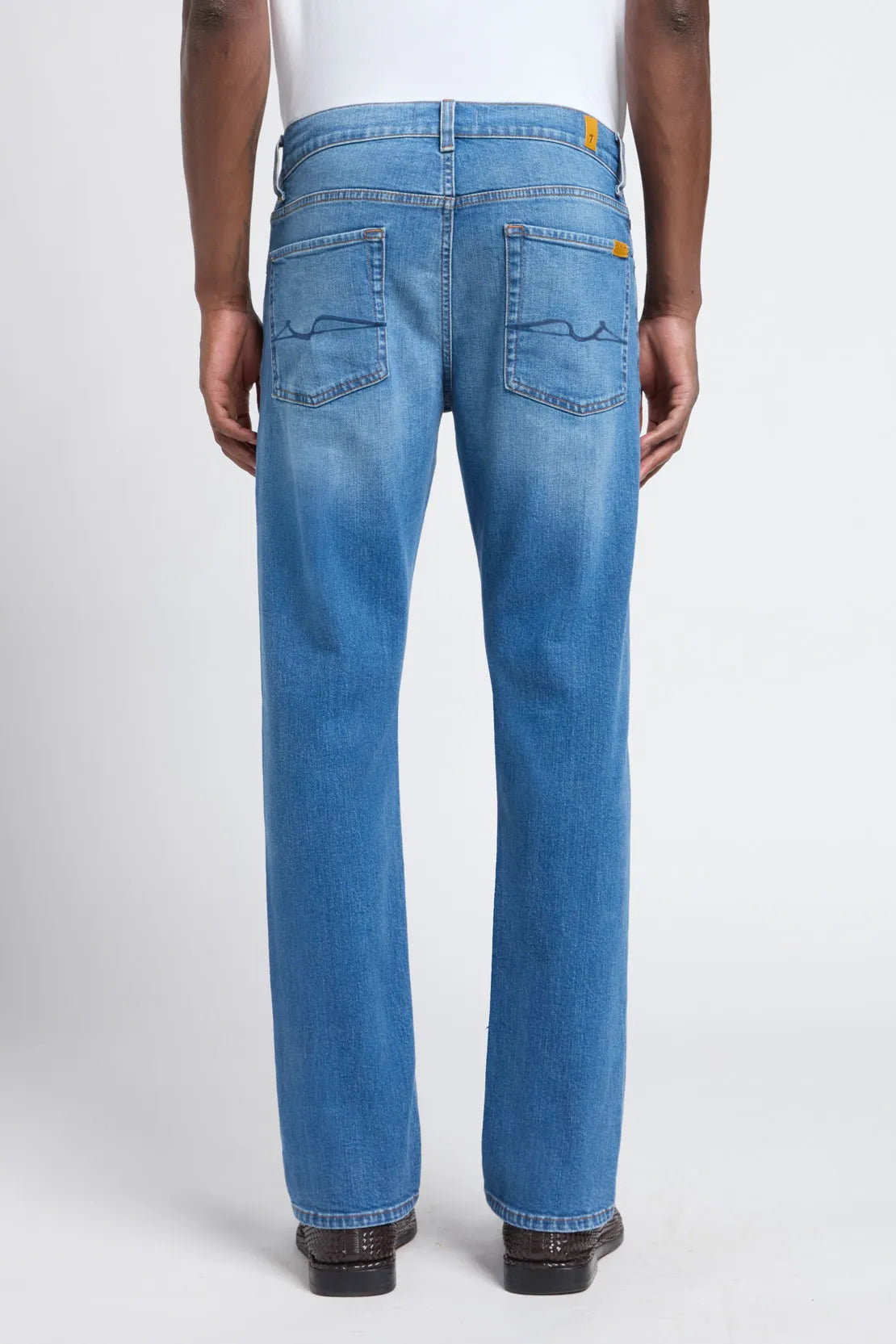 7 For All Mankind Light Blue Men Straight-Leg Jeans SKU: 7TE70F25_3M6 Image 02