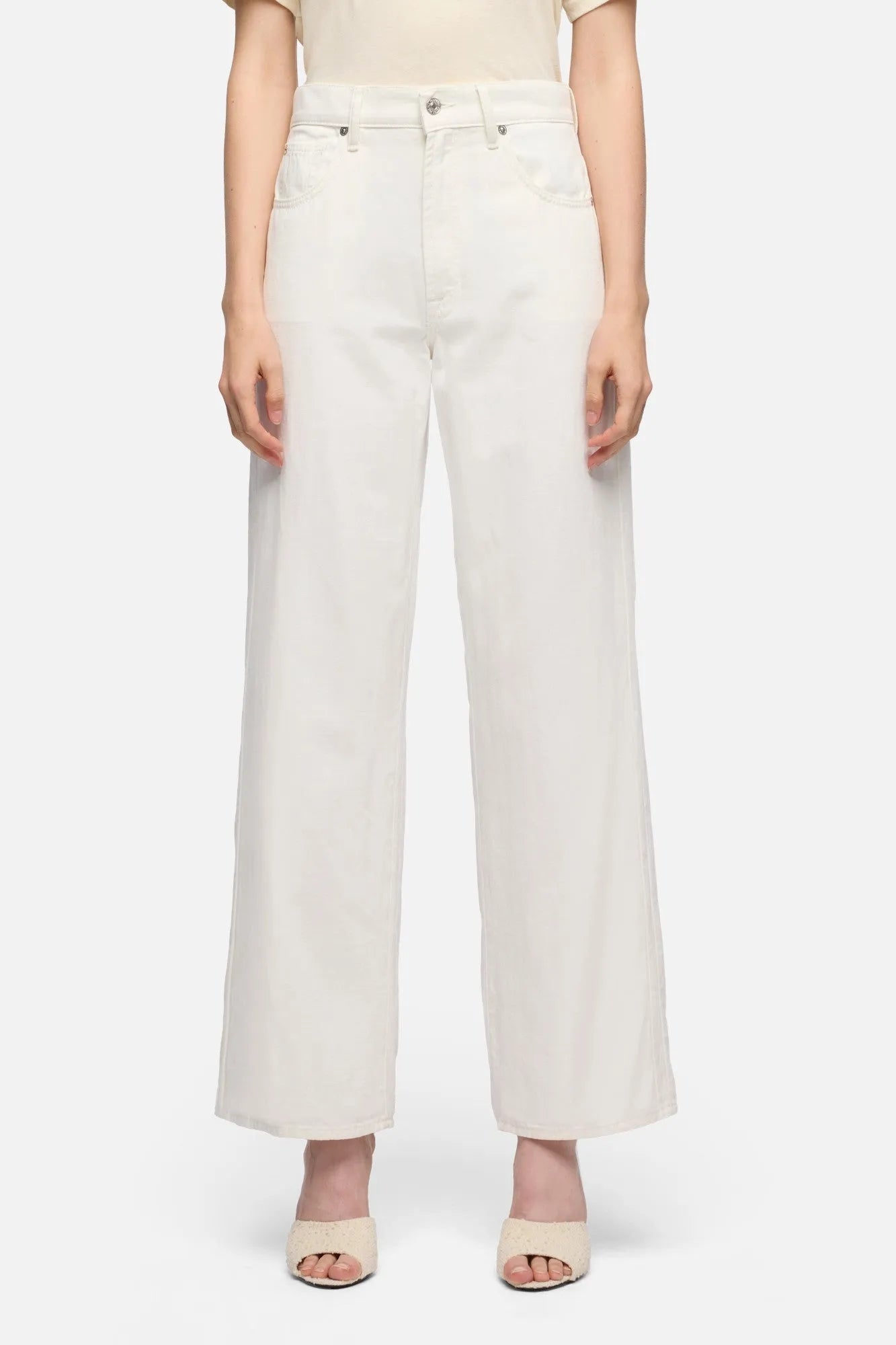 7 For All Mankind White Women Stovepipe Straight in Denim Linen SKU: 7U4N0X10_LNI Image 03