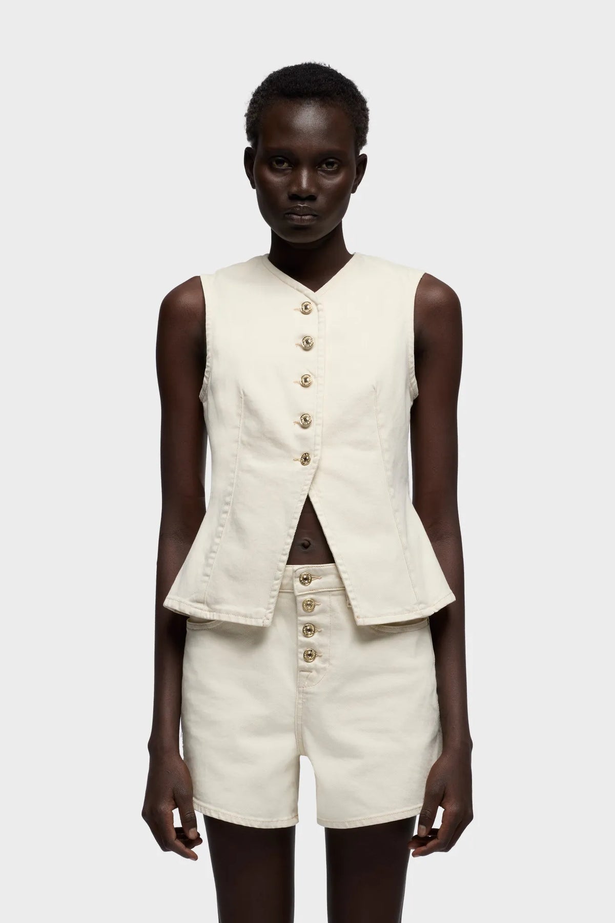 7 For All Mankind Off-White Women Lady Vest SKU: 7UK90G96_3O9 Image 02