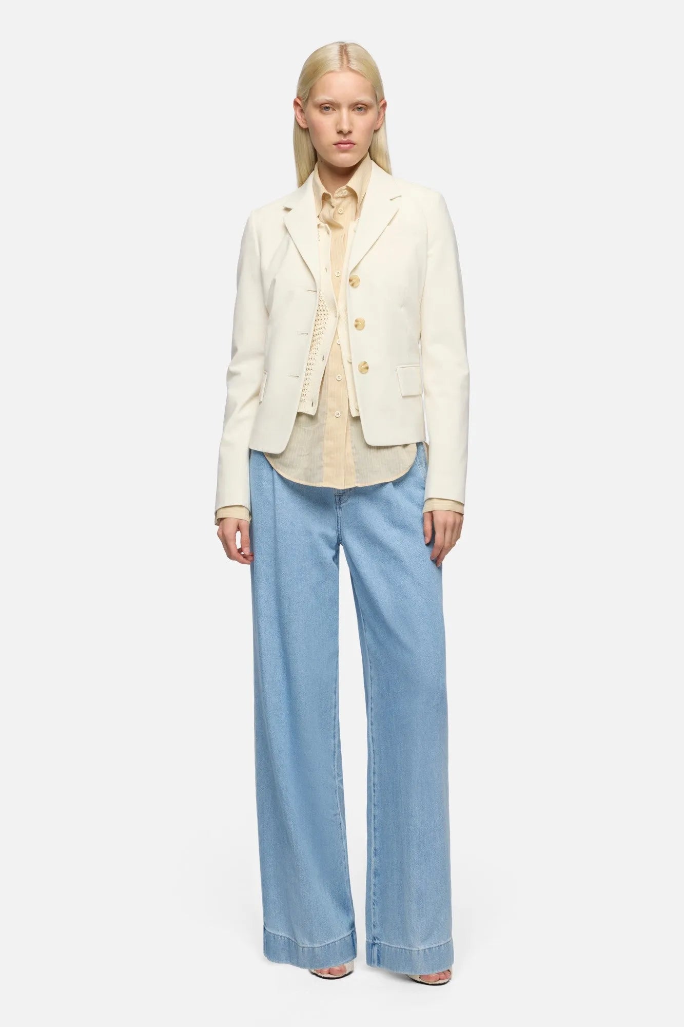7 For All Mankind Mid Blue Women Pleated Trouser in Weightless Denim SKU: 7UL3TE38_1BA Image 02
