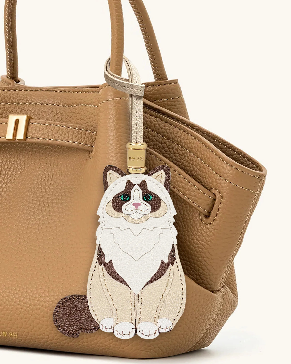JW Pei Beige Women Ragdoll Cat Bag Charm SKU: 7W92-3_Beige Image 02