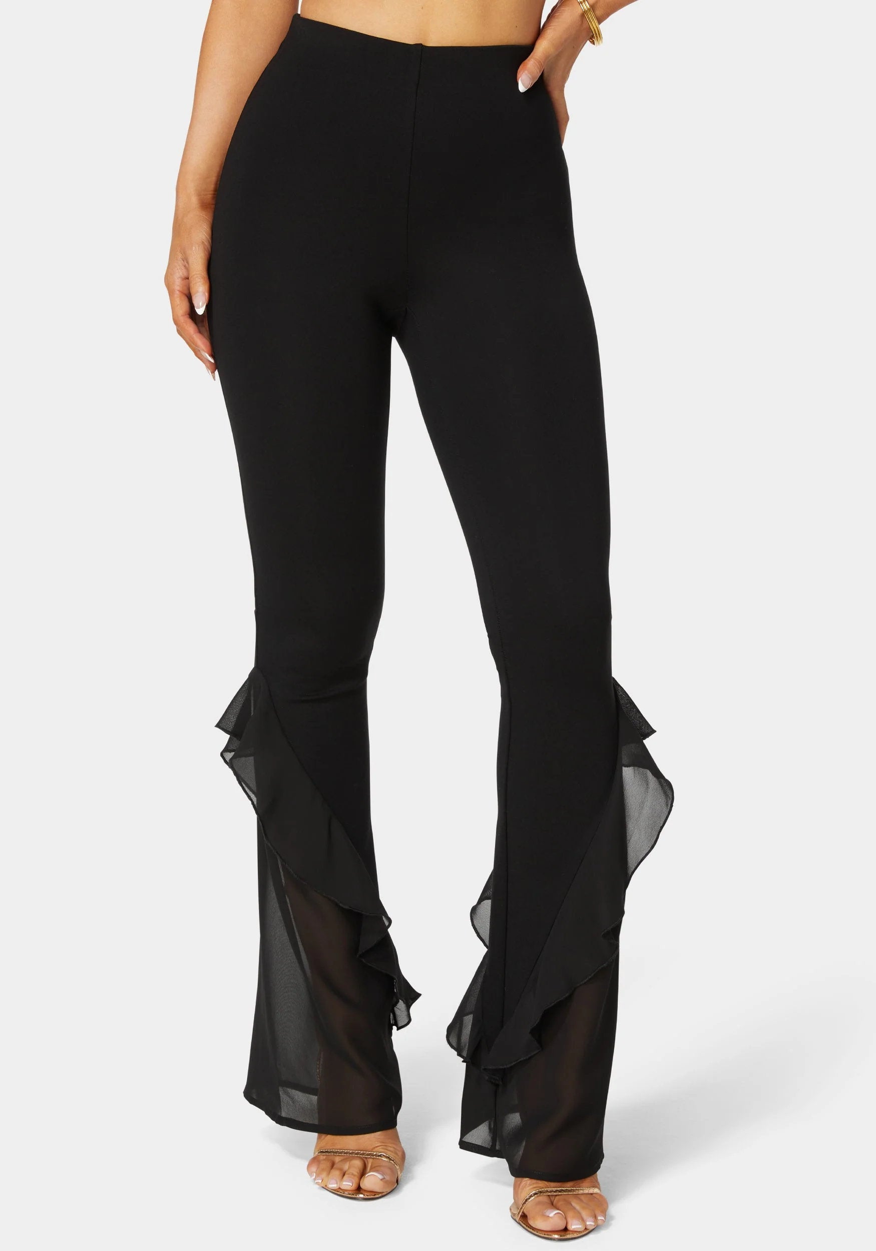 Bebe_High Waist Flared Leg Knit Pant_7skp0350be_Black_02