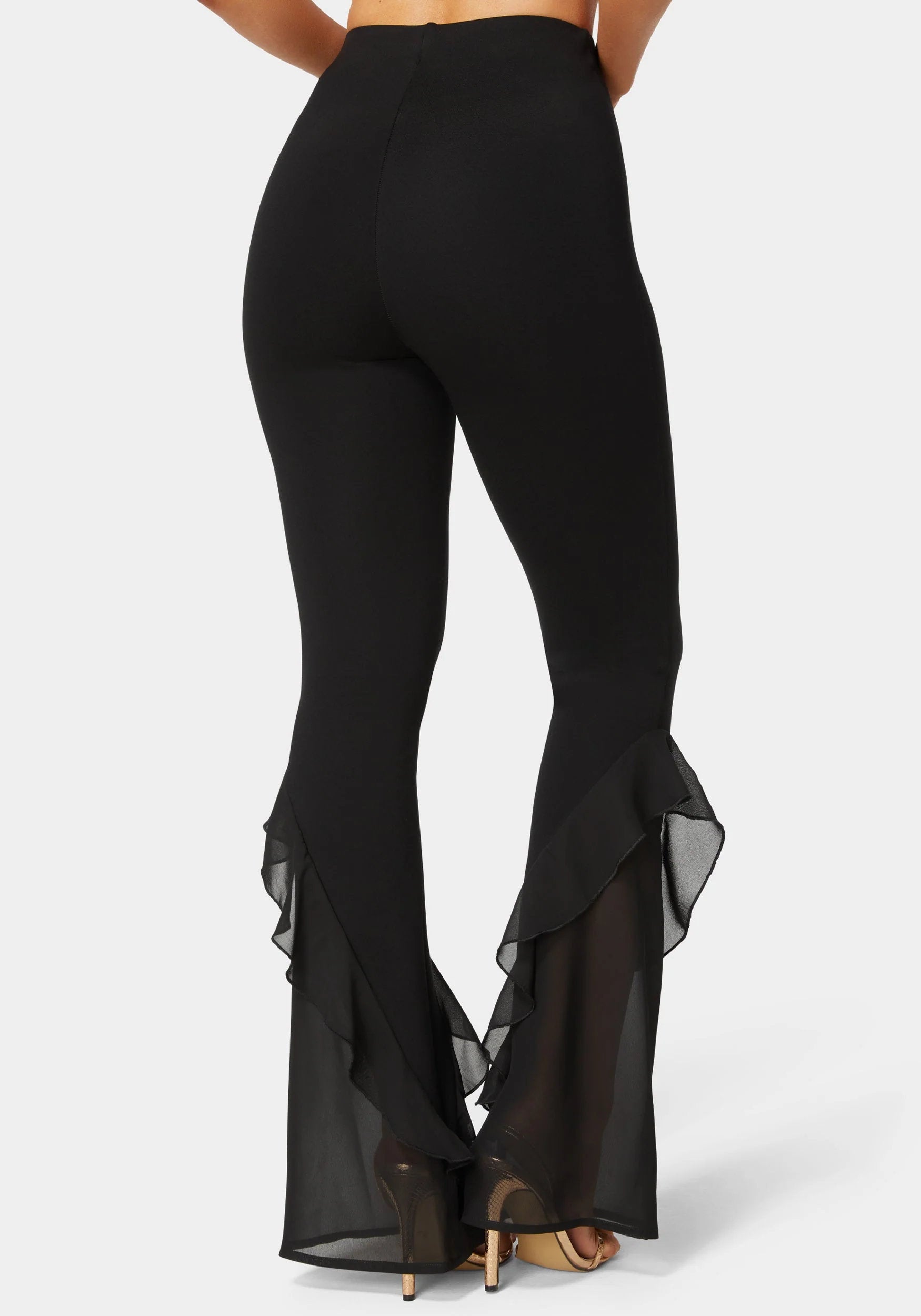 Bebe_High Waist Flared Leg Knit Pant_7skp0350be_Black_03