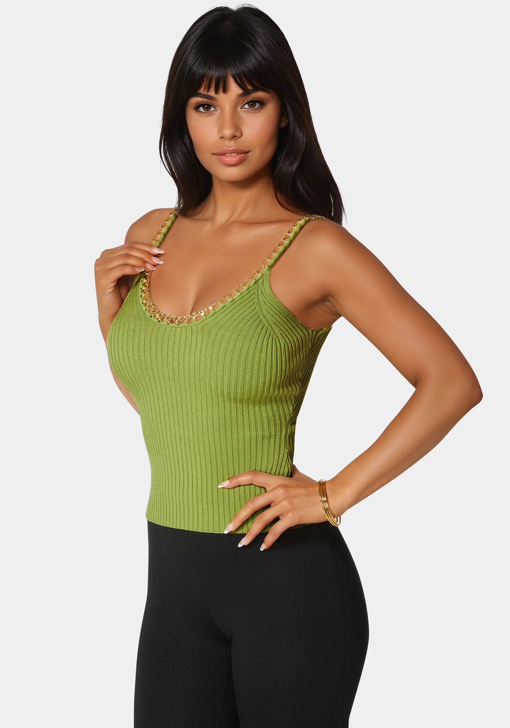 Bebe_Chain Neckline Rib Sweater_7skw0261be_Grenoble Green_02