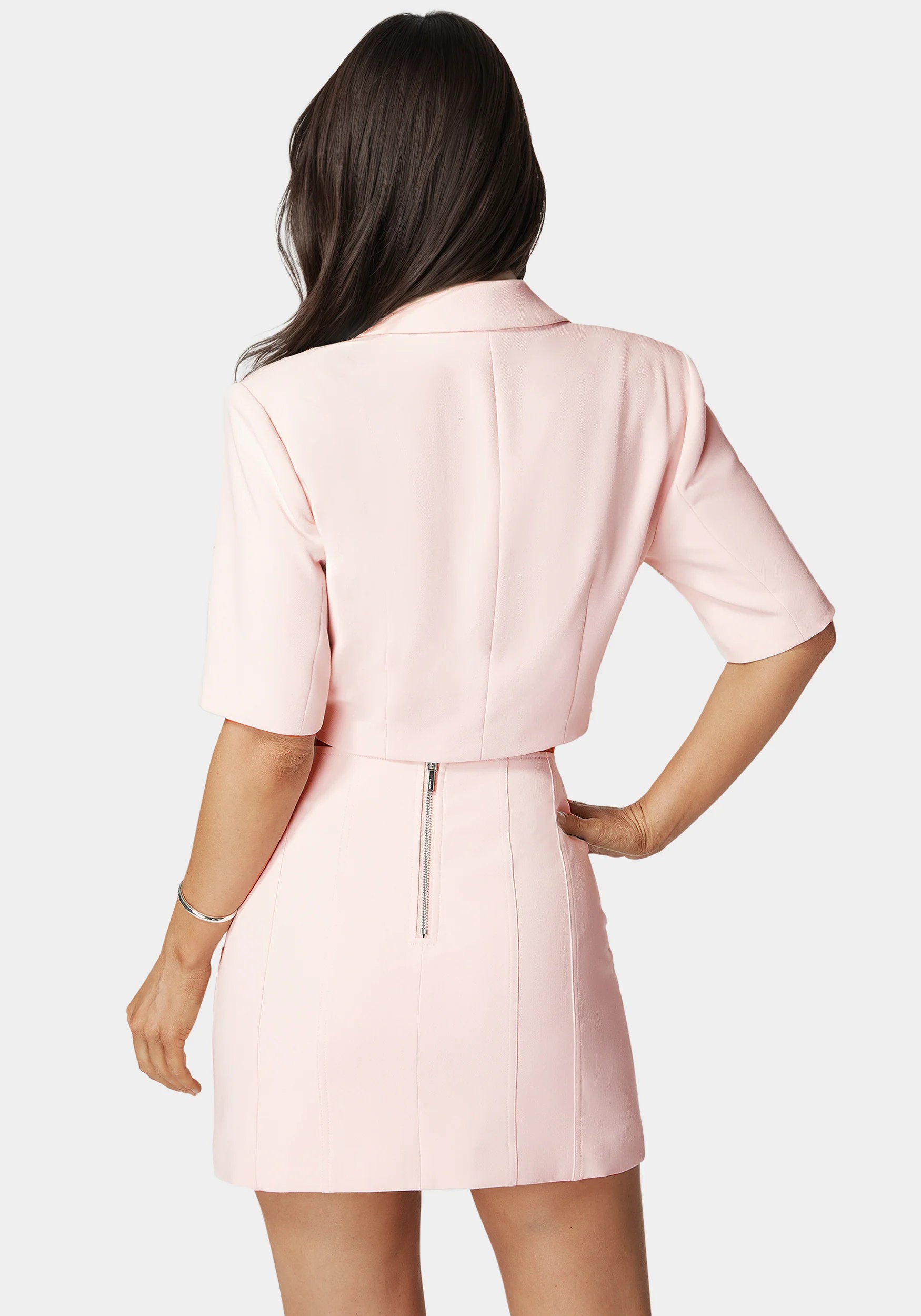 Bebe_Cropped Short Sleeve Blazer_7swj0215be_Peach Whip_04