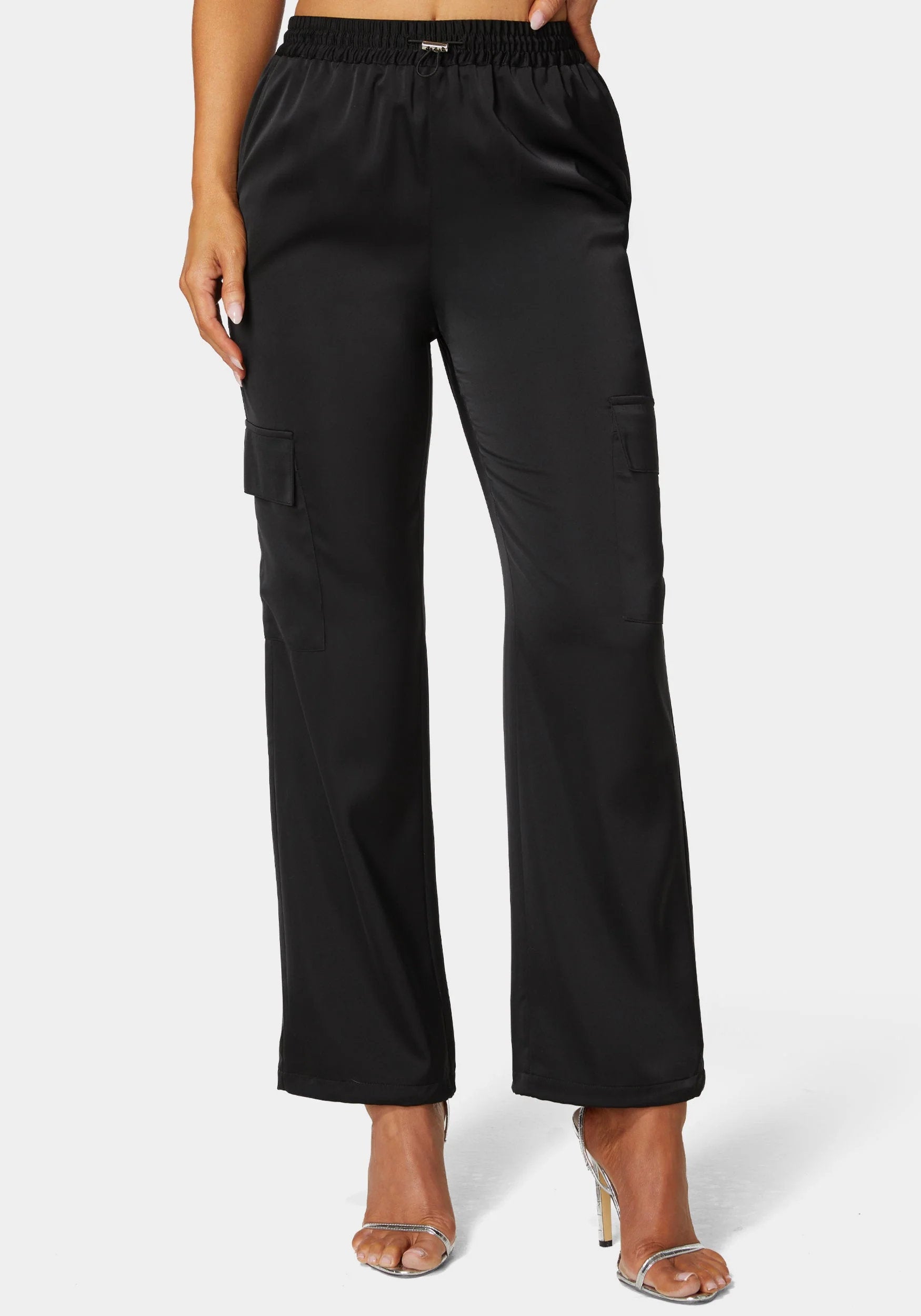 Bebe_Stretch Satin Cargo Jogger_7swp0356be_Black_01