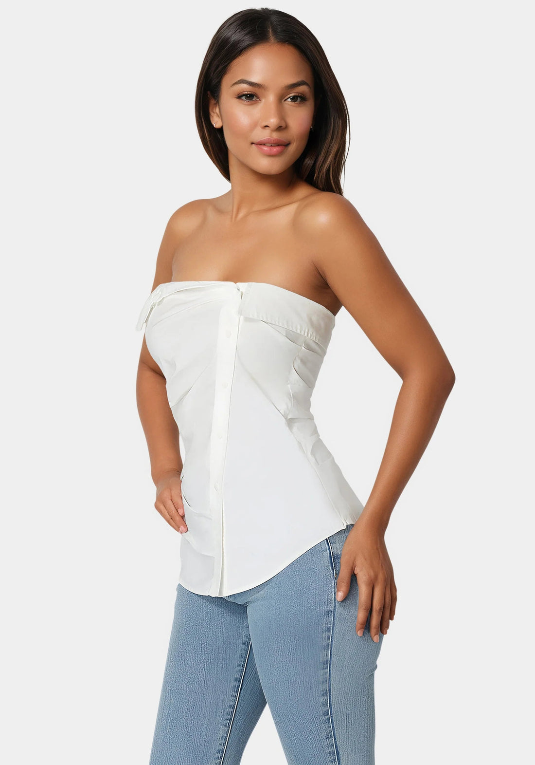 Bebe_Ruched Asymmetric Top_7swt0398be_White Alyssum_02