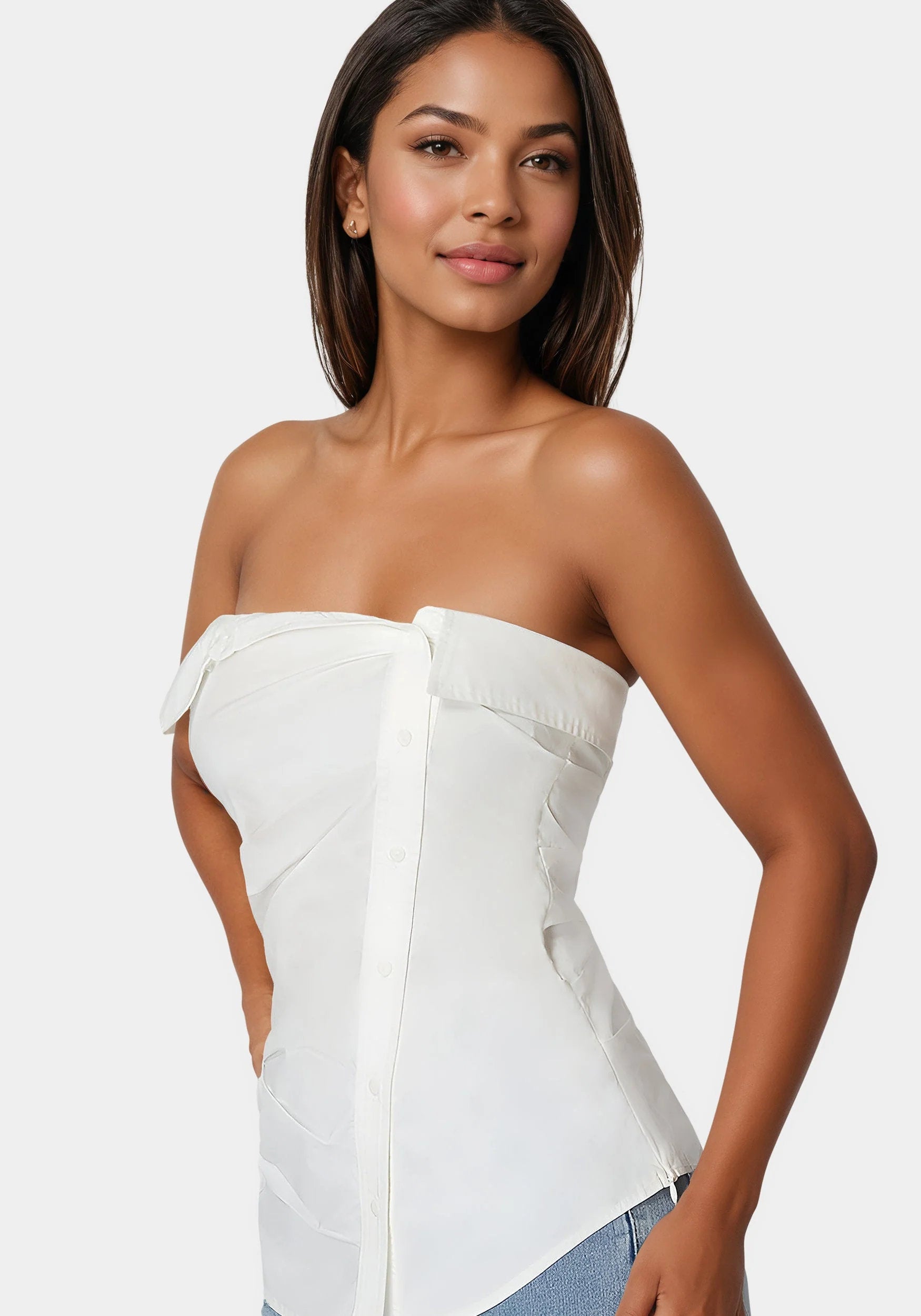 Bebe_Ruched Asymmetric Top_7swt0398be_White Alyssum_04