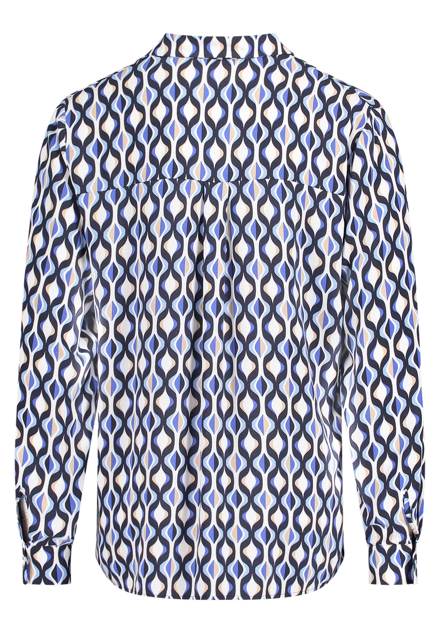Betty Barclay Blue/Cream Women Long-Sleeved Slip-On Blouse SKU: 8000-1749_8811 Image 07