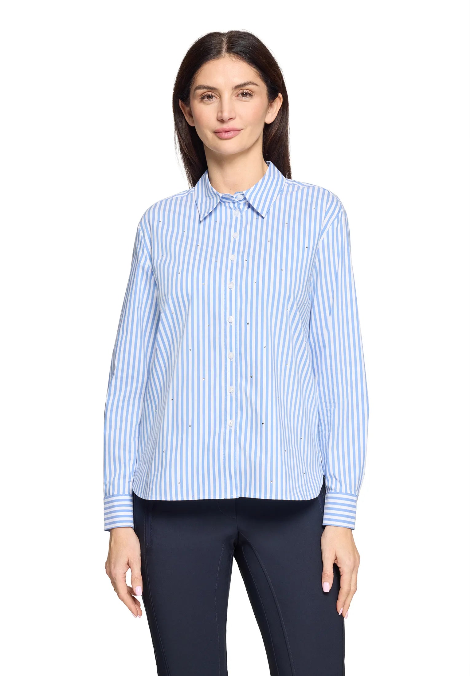 Betty Barclay White/Blue Women Shirt Blouse with Collar SKU: 8002-1758_1880 Image 01