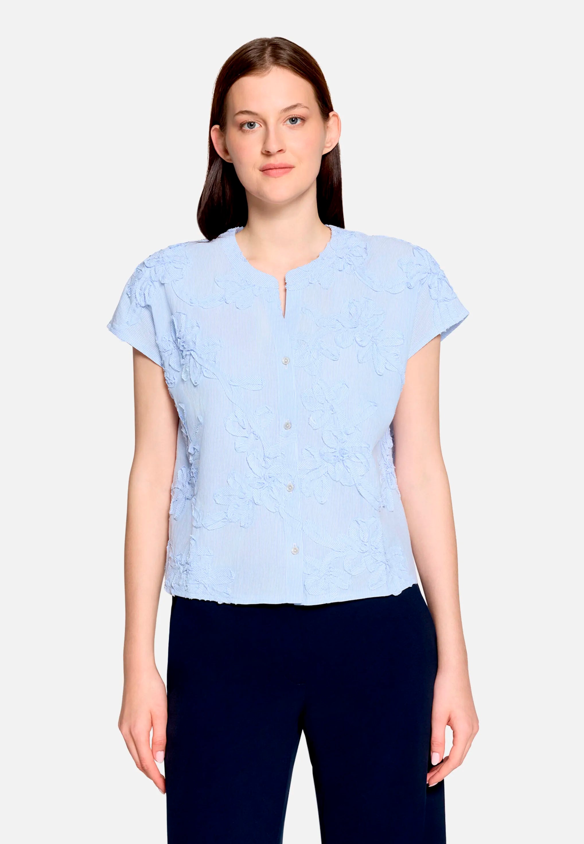 Betty Barclay White/Light Blue Women Shirt Blouse with Embroidery SKU: 8004-3367_1886 Image 01
